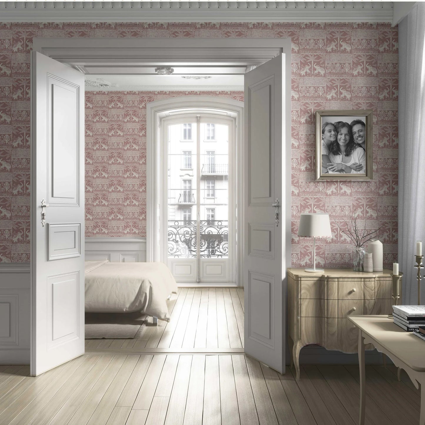 Elephant Grove Wallpaper - Blushed Mauve