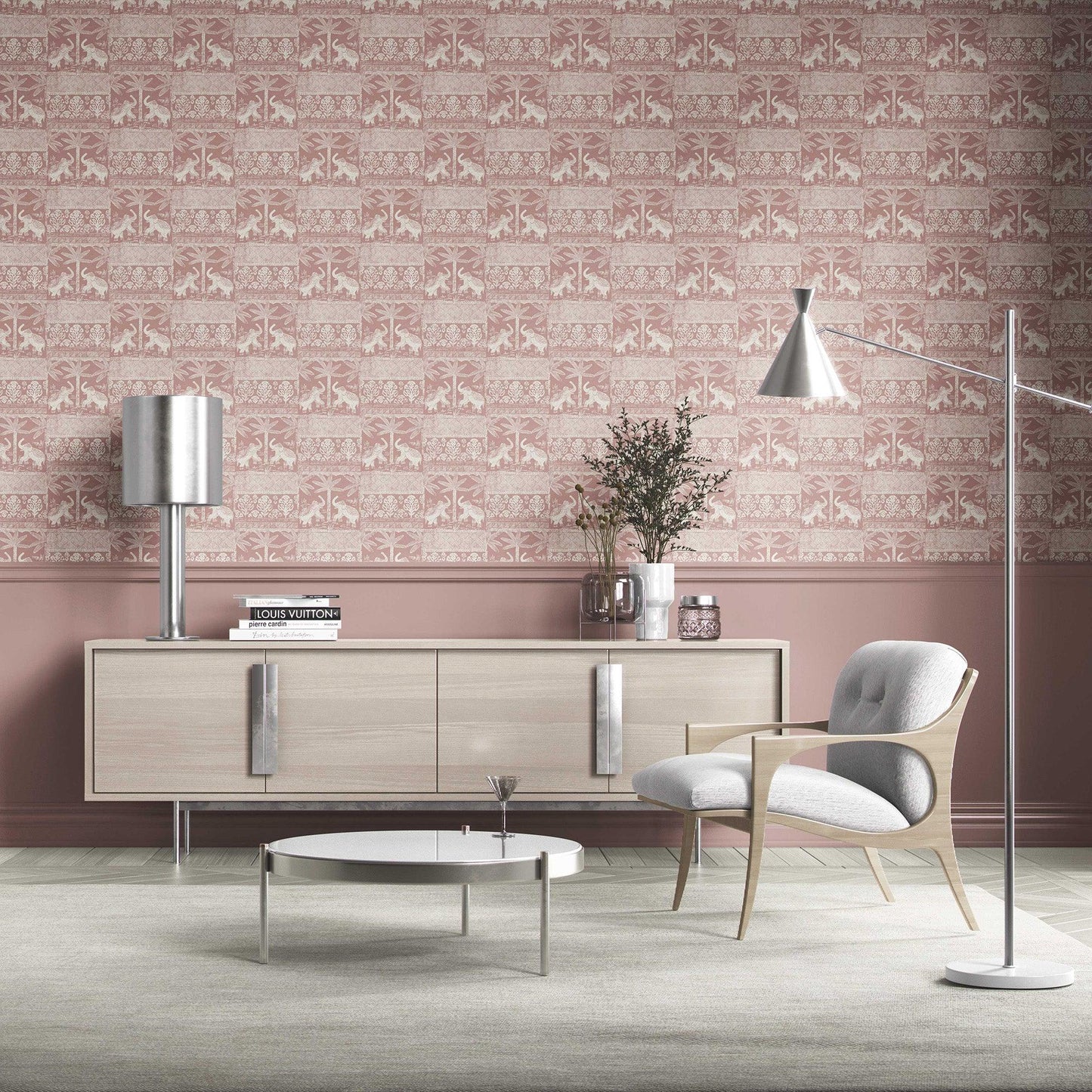 Elephant Grove Wallpaper - Blushed Mauve