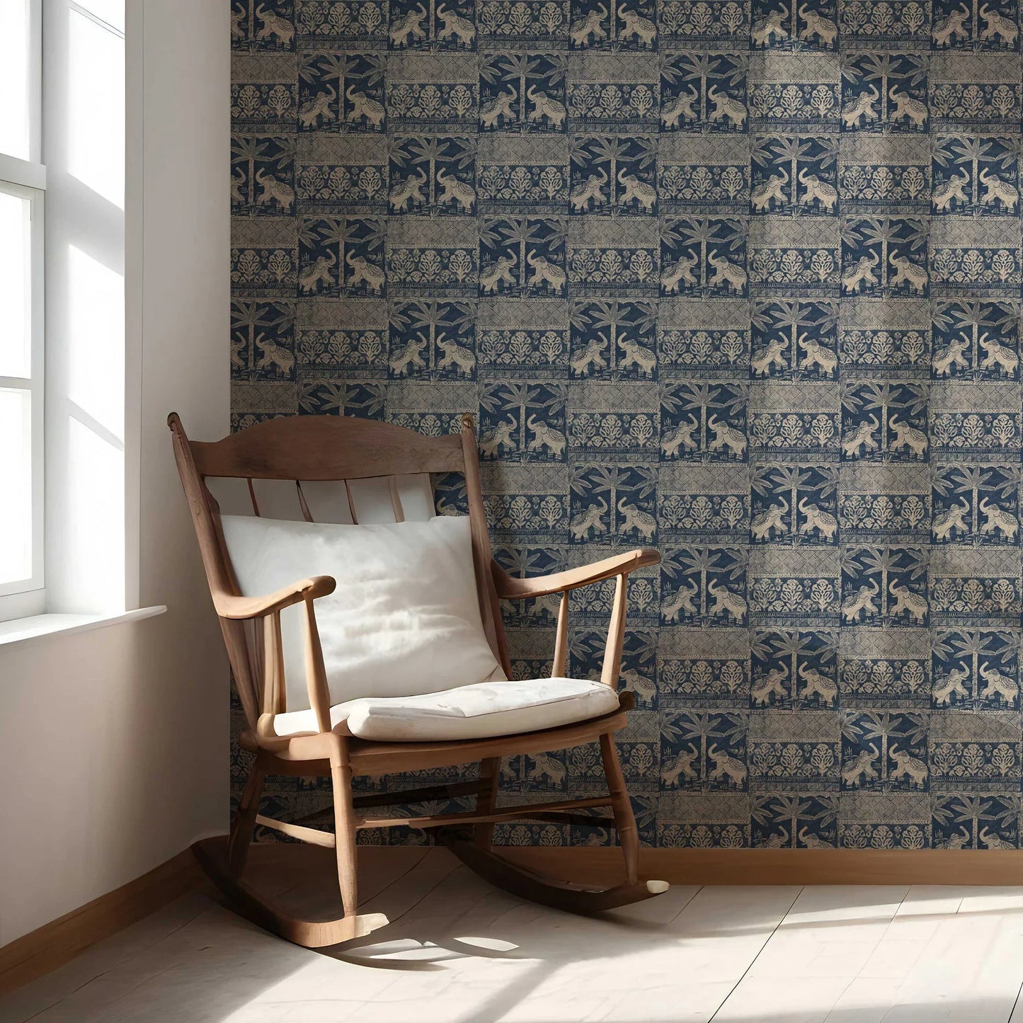 Elephant Grove Wallpaper - Indigo Earth