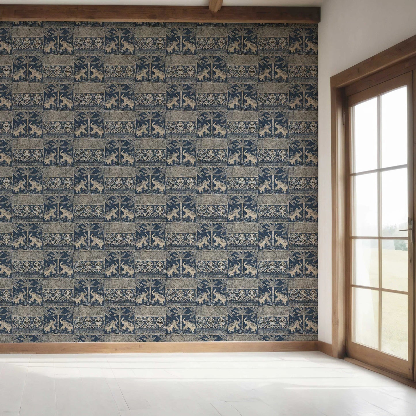 Elephant Grove Wallpaper - Indigo Earth