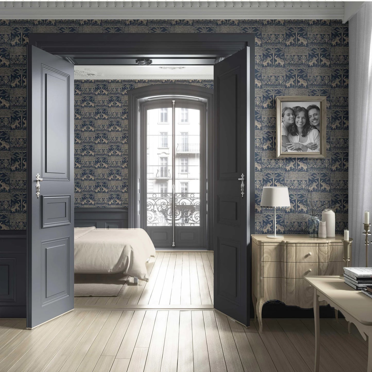 Elephant Grove Wallpaper - Indigo Earth