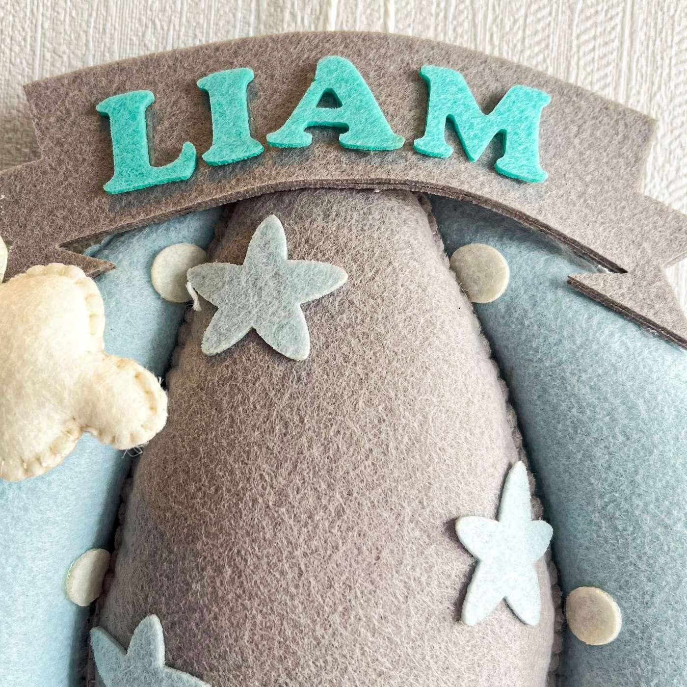 Blue Teddy on a Swing Name Hanging