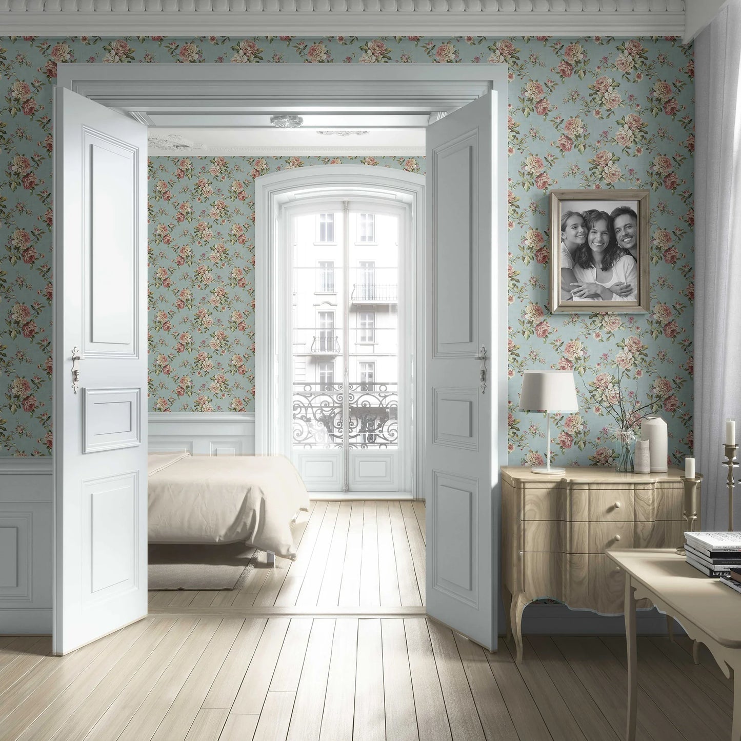 Ashbourne Manor Wallpaper - Vintage Teal