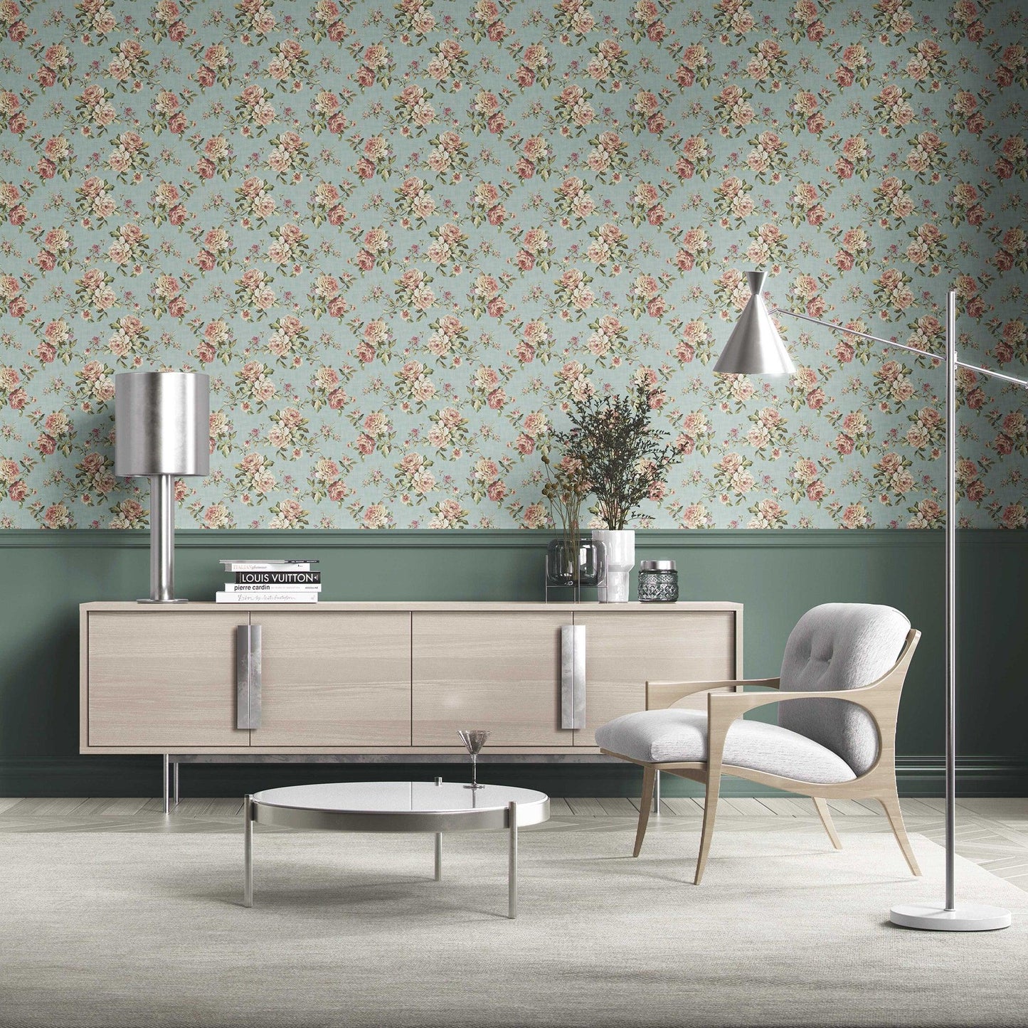 Ashbourne Manor Wallpaper - Vintage Teal