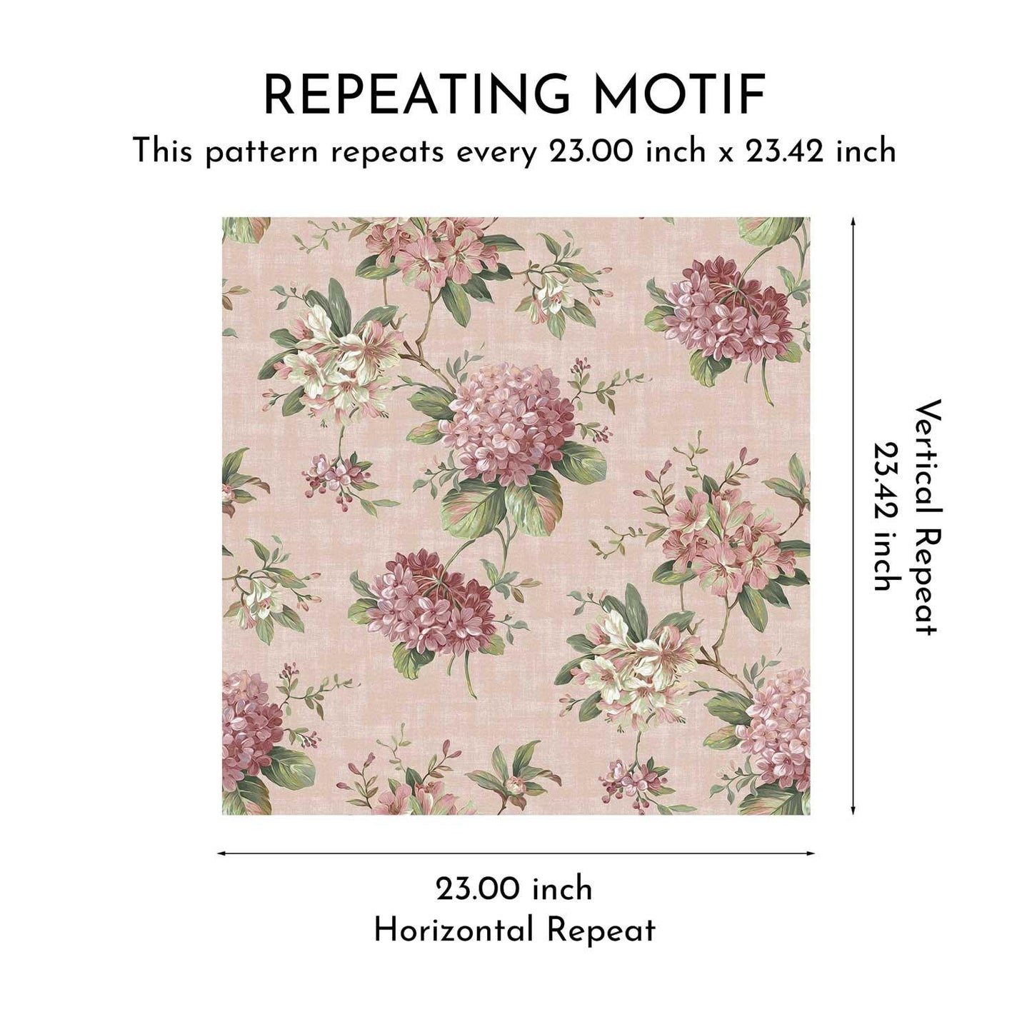 Hydrangea Hill Wallpaper - Dusty Rose