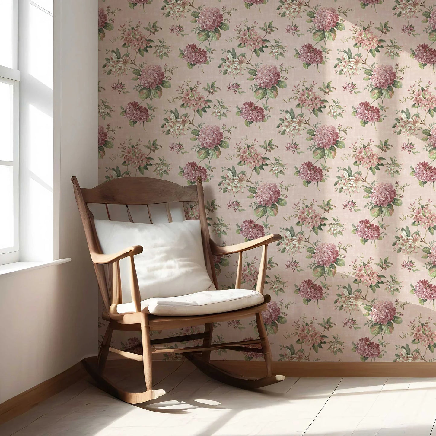 Hydrangea Hill Wallpaper - Dusty Rose