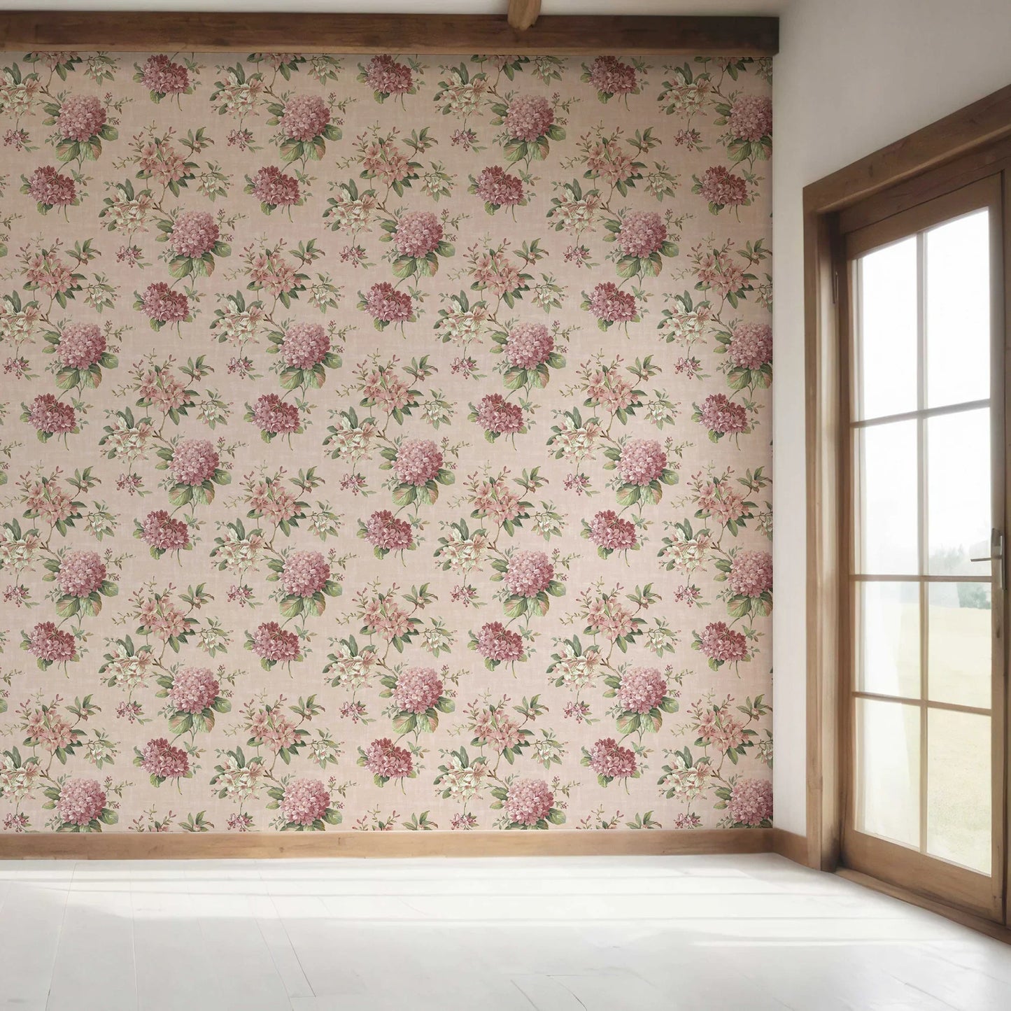 Hydrangea Hill Wallpaper - Dusty Rose