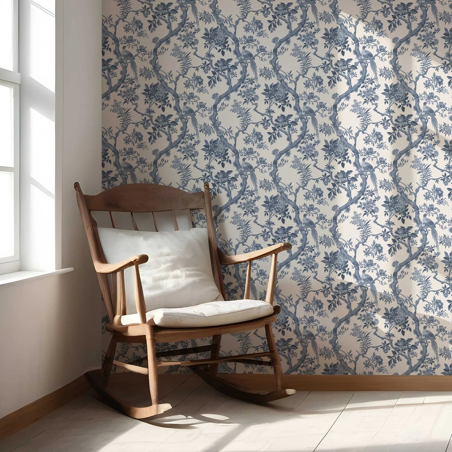 Willowbourne Wallpaper - Indigo Toile