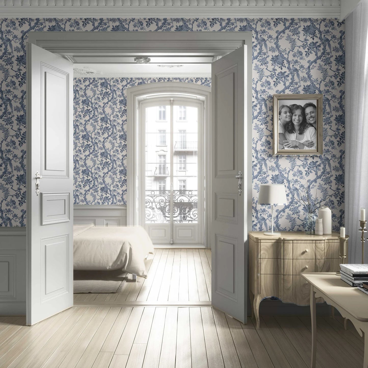 Willowbourne Wallpaper - Indigo Toile
