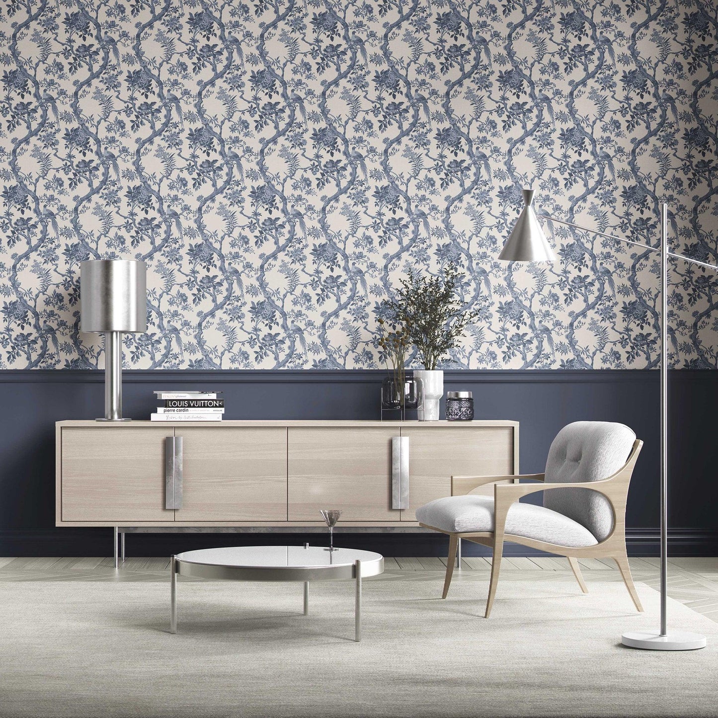Willowbourne Wallpaper - Indigo Toile