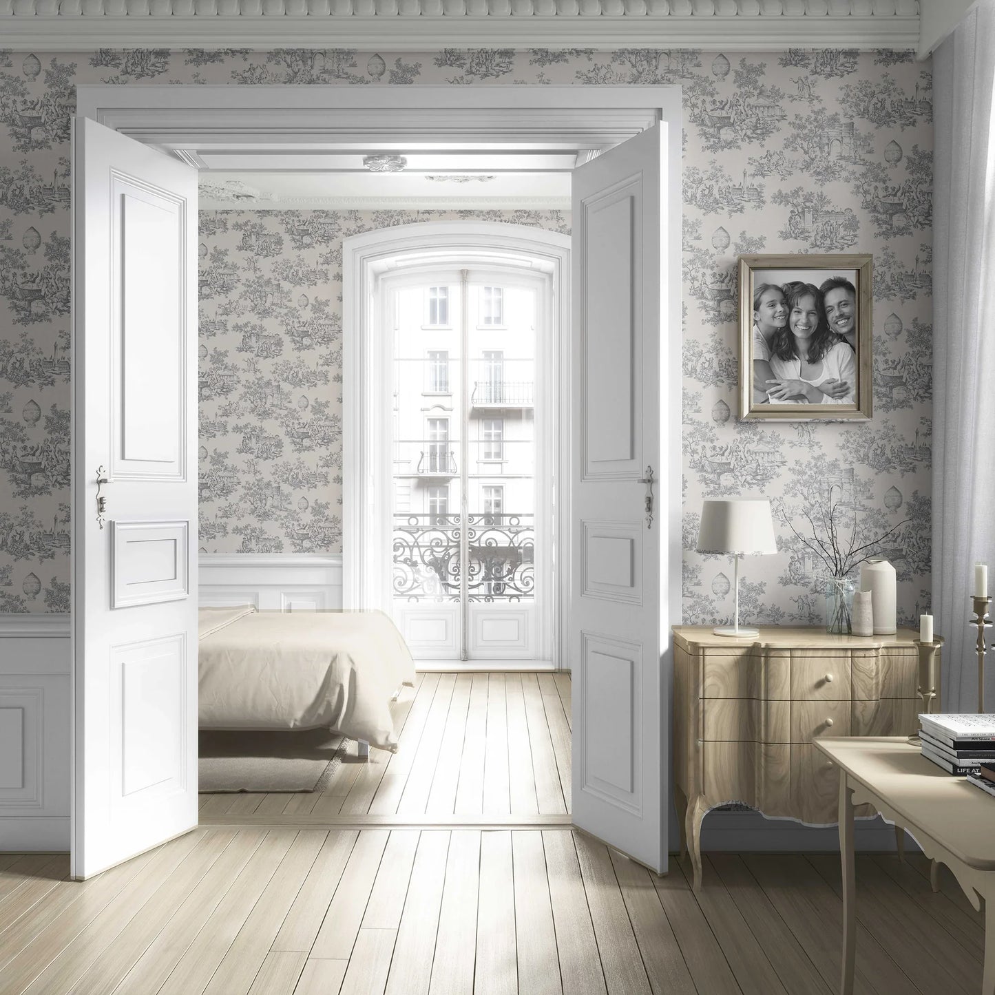 Château Toile Wallpaper - Charcoal Sketch