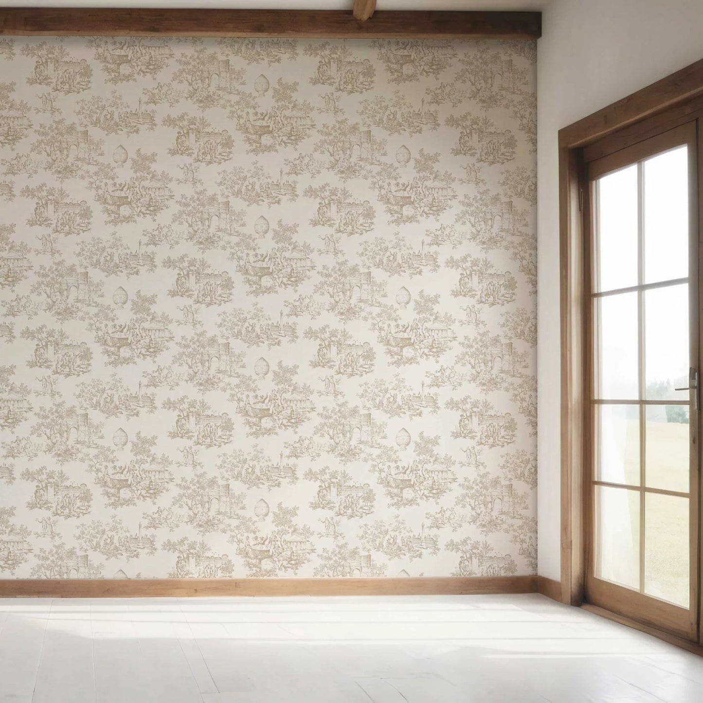 Château Toile Wallpaper - Antique Sepia