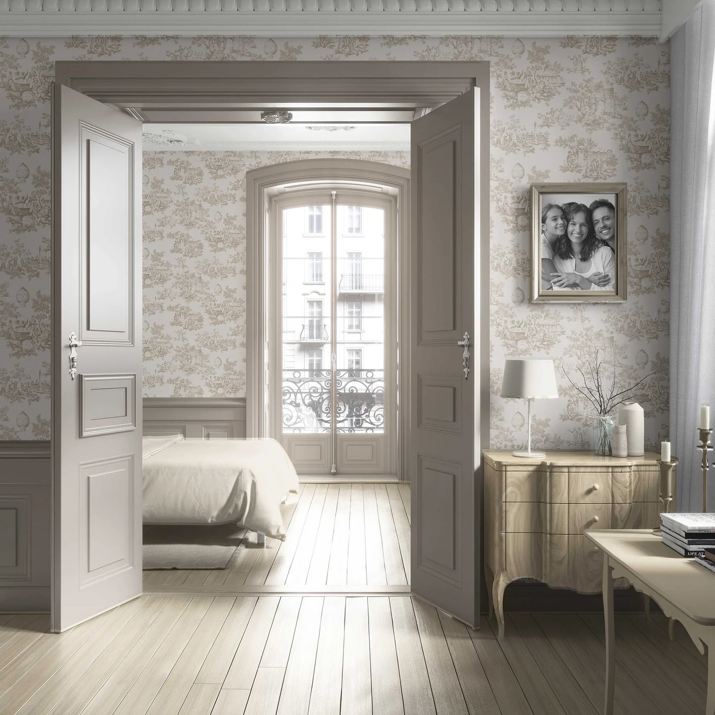 Château Toile Wallpaper - Antique Sepia
