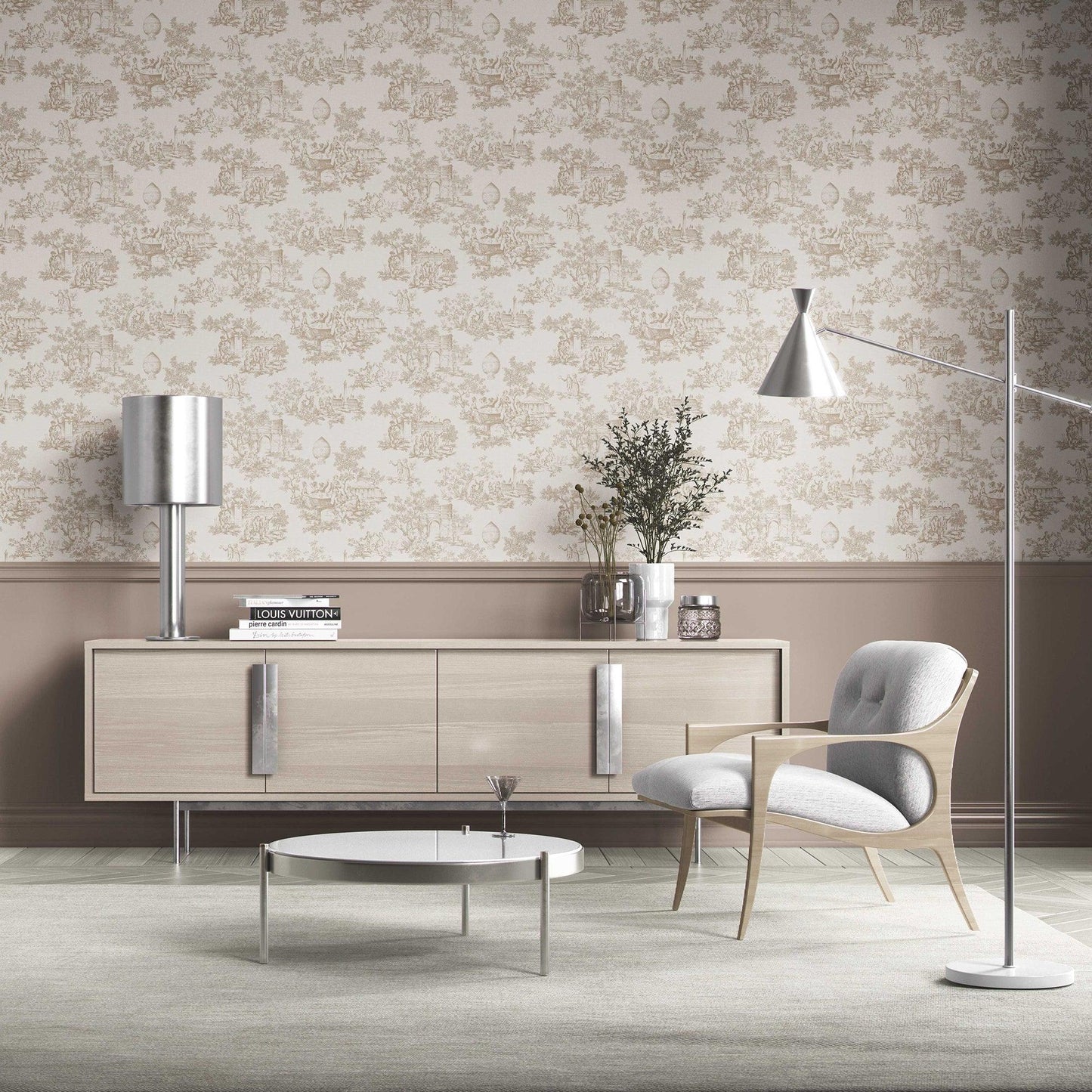 Château Toile Wallpaper - Antique Sepia