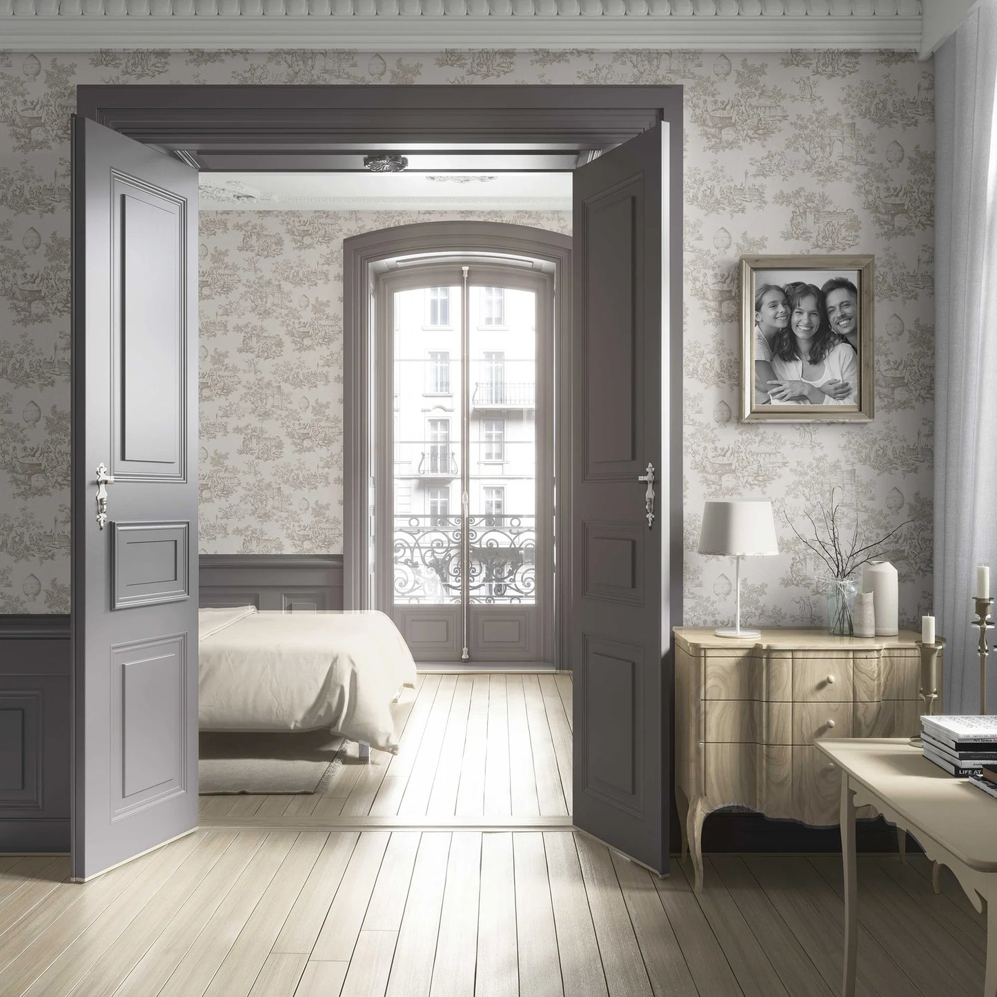 Château Toile Wallpaper - Vintage Taupe