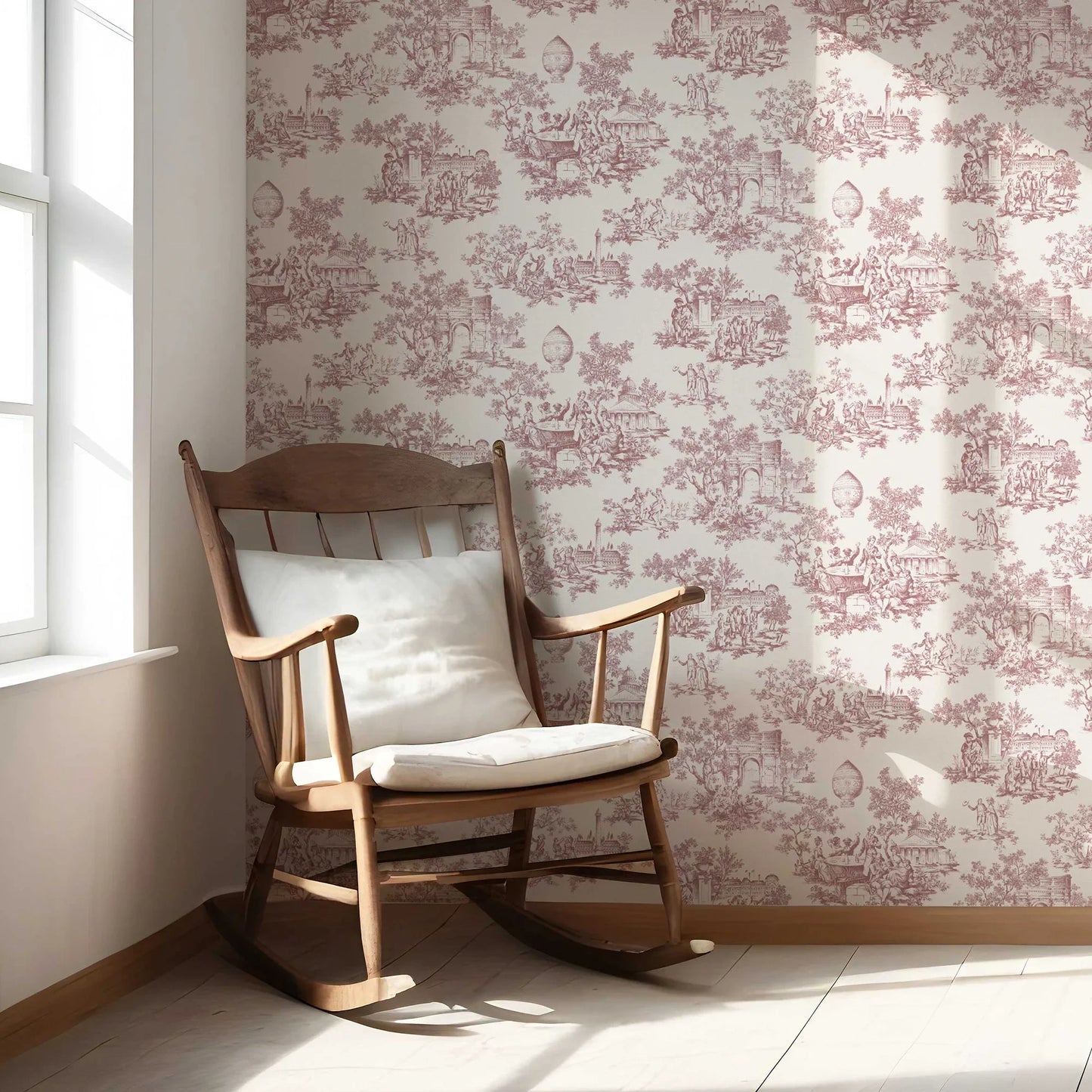 Château Toile Wallpaper - Rustic Red