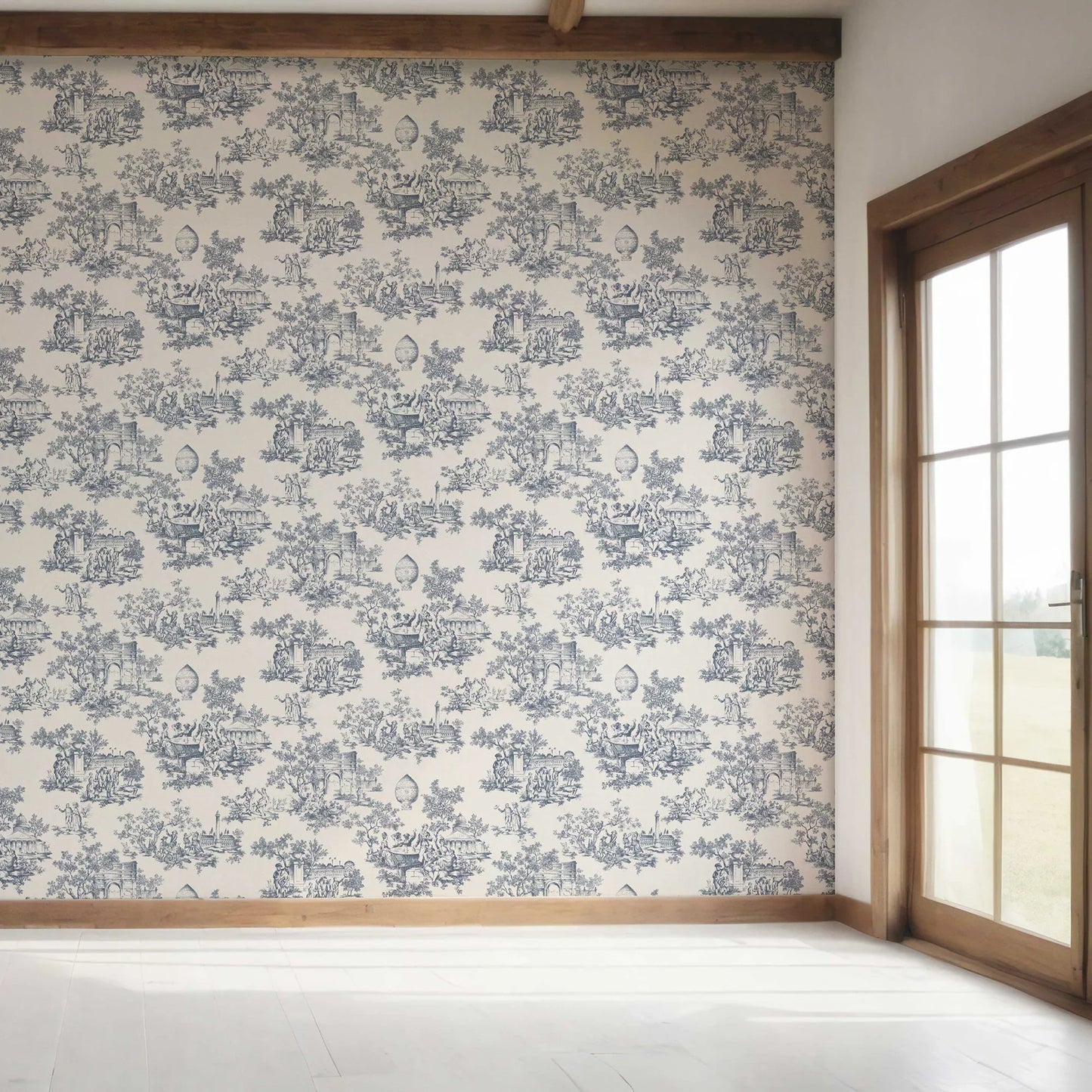 Château Toile Wallpaper - Midnight Ink