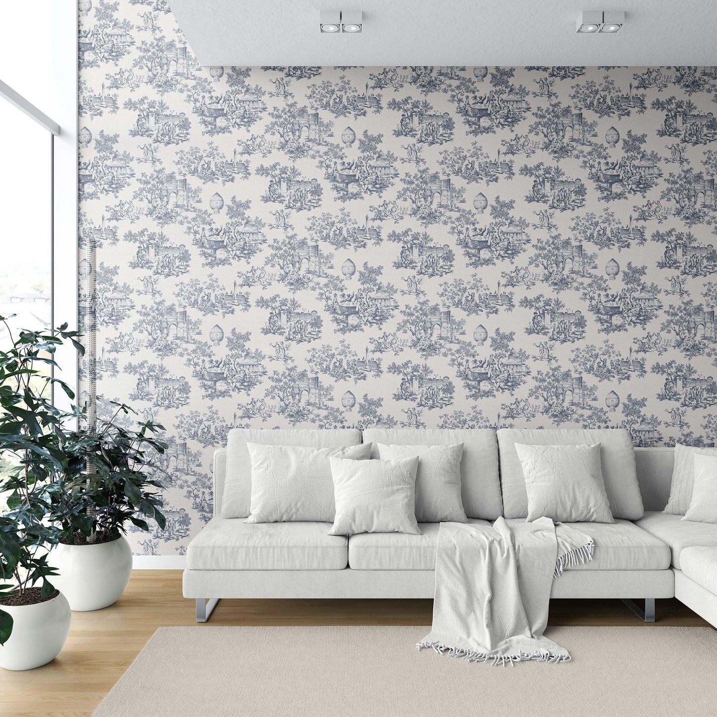 Château Toile Wallpaper - Midnight Ink