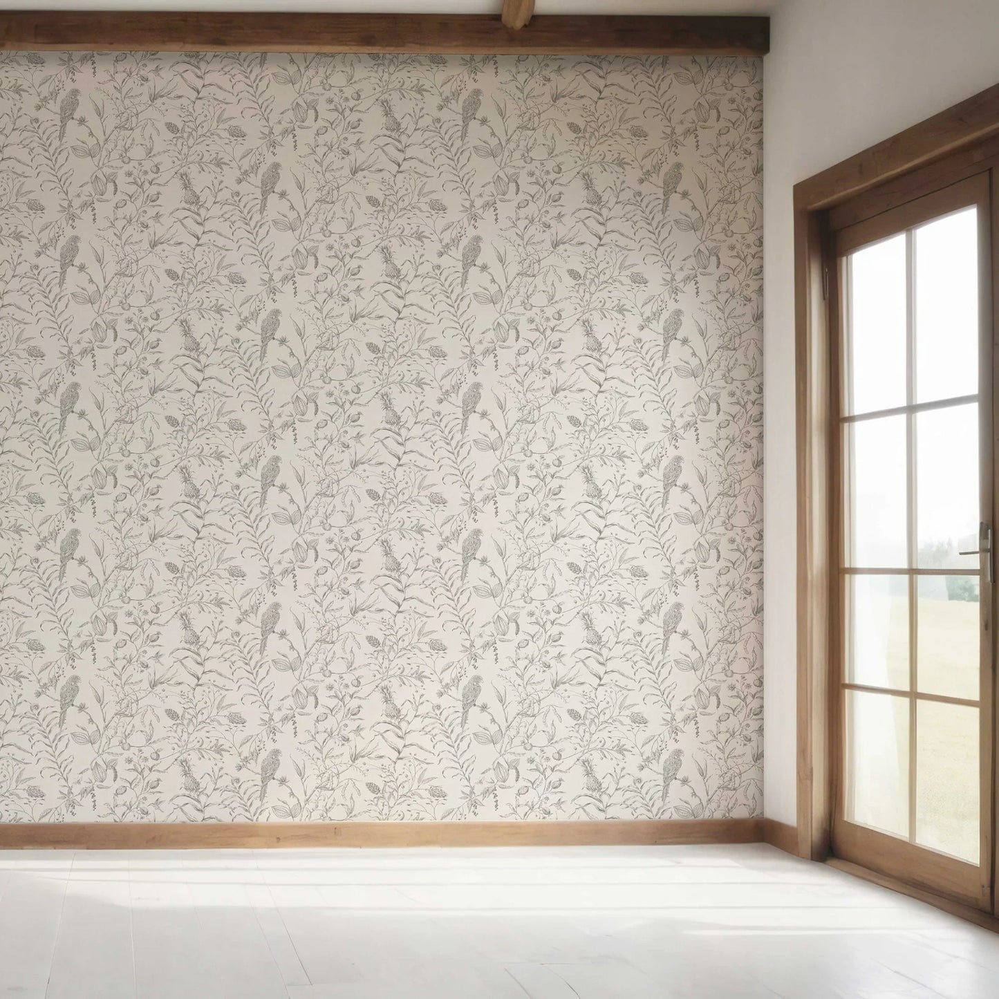 Botanica Aviary Wallpaper - Ash Grey