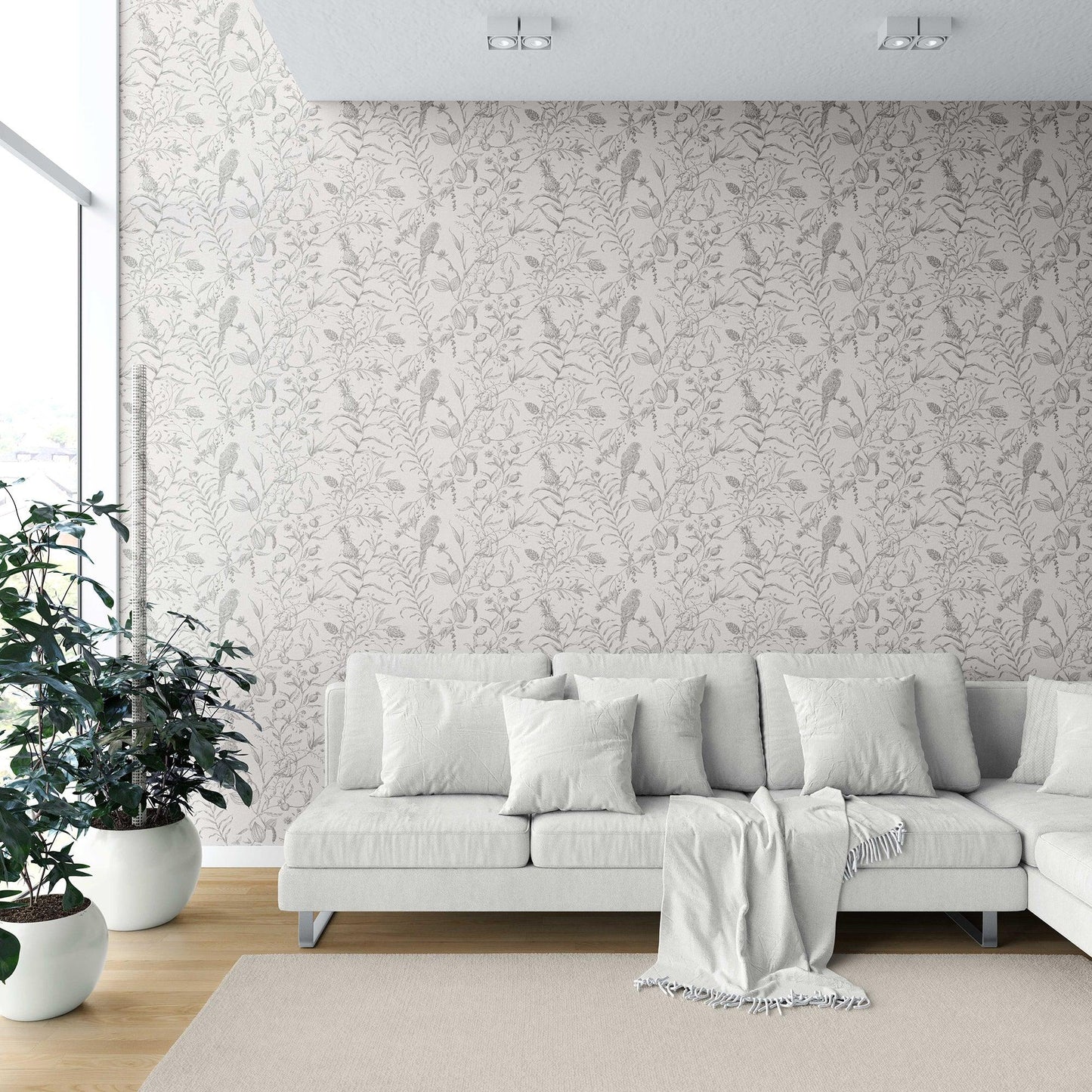 Botanica Aviary Wallpaper - Ash Grey