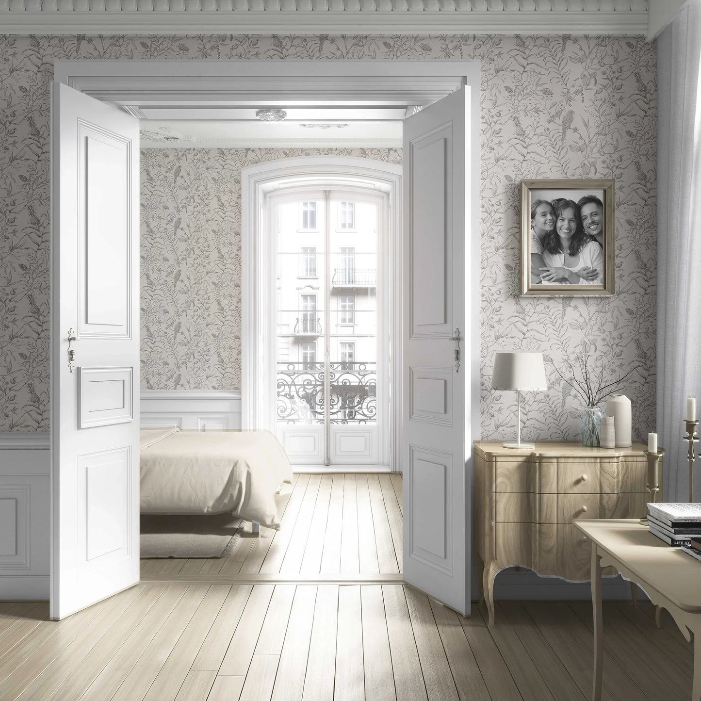 Botanica Aviary Wallpaper - Ash Grey