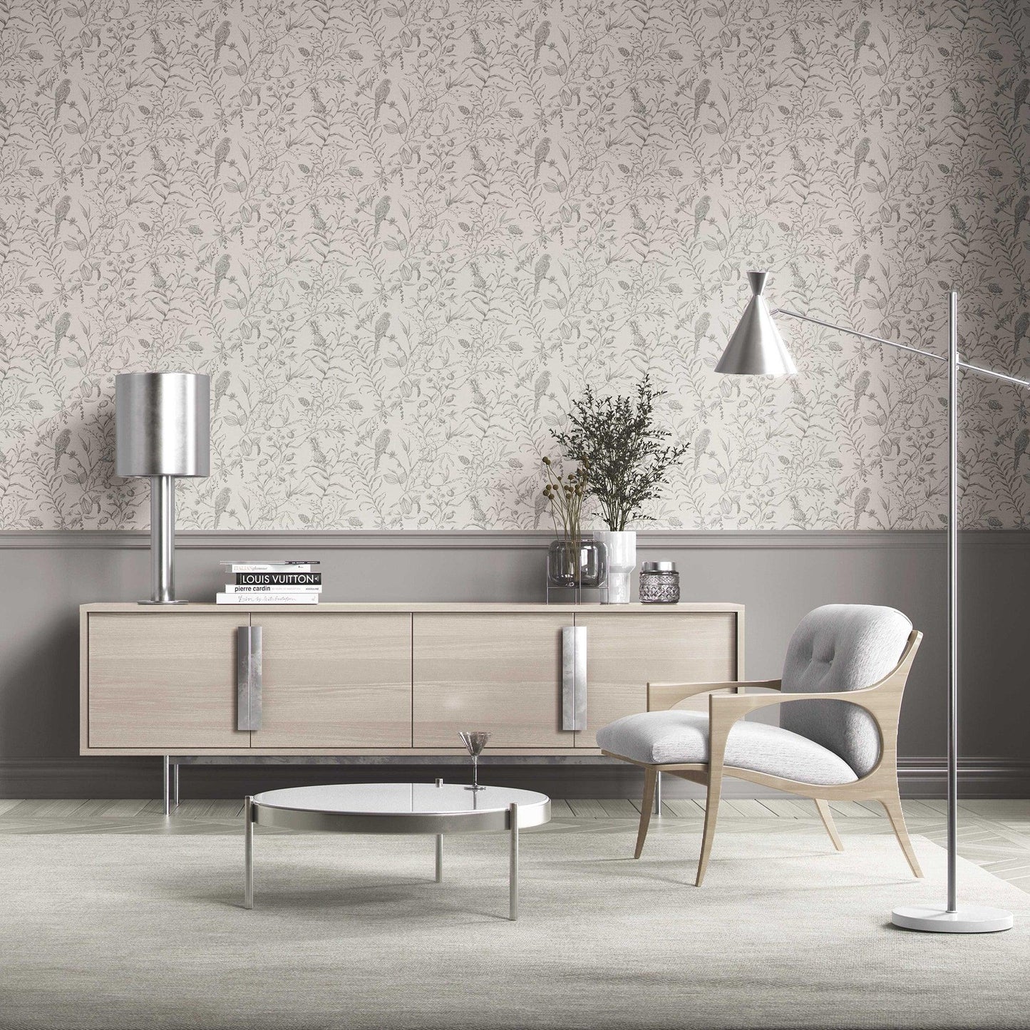 Botanica Aviary Wallpaper - Ash Grey