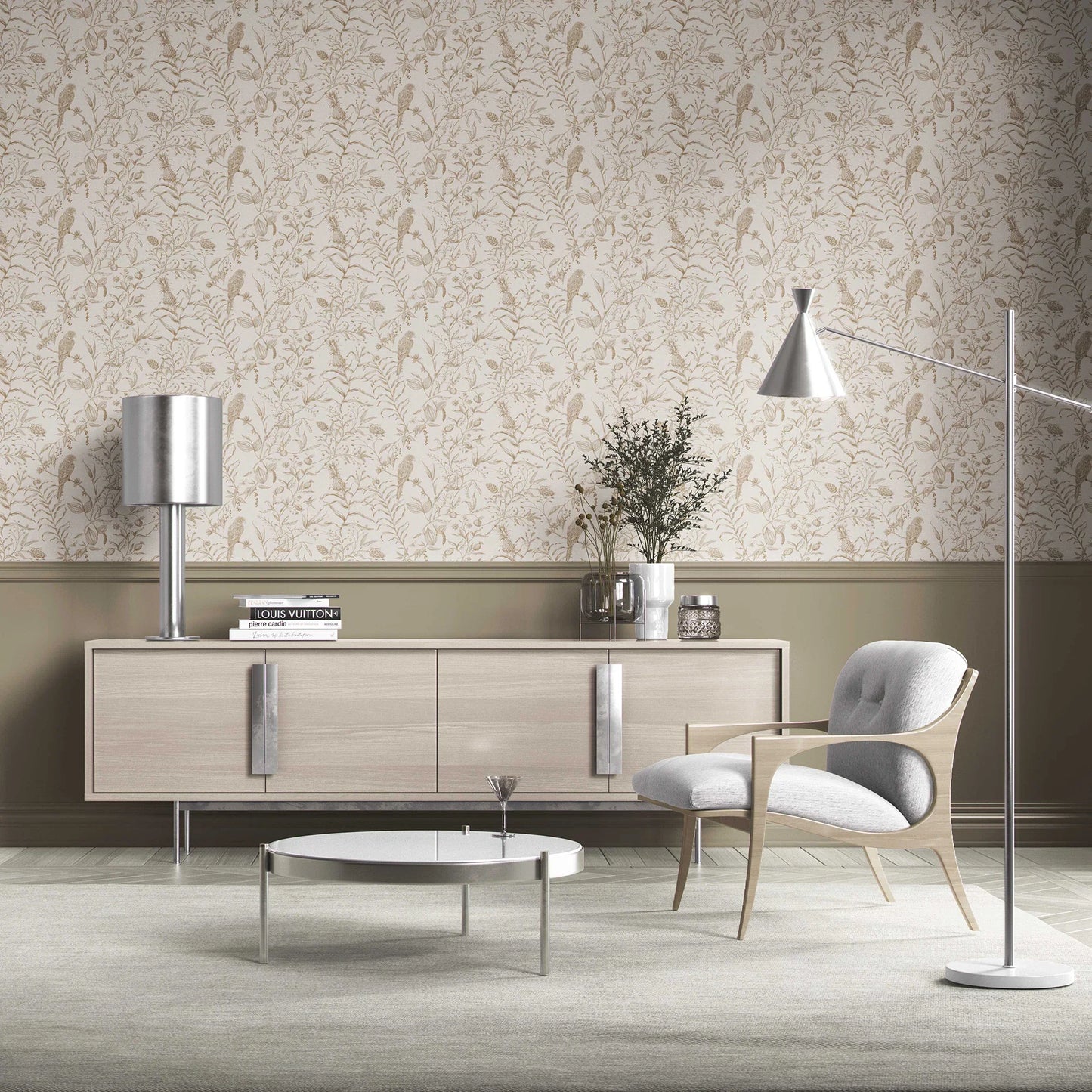 Botanica Aviary Wallpaper - Rustic Beige