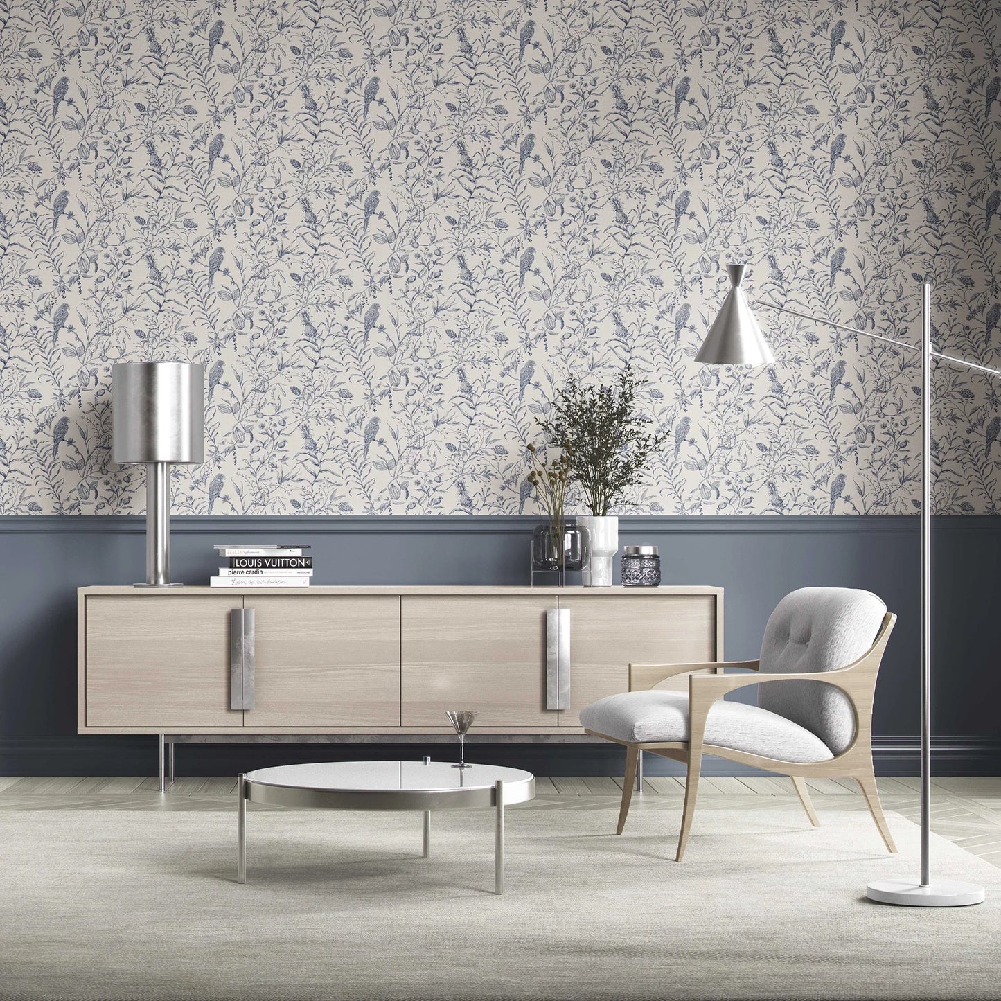 Botanica Aviary Wallpaper - Midnight Blue