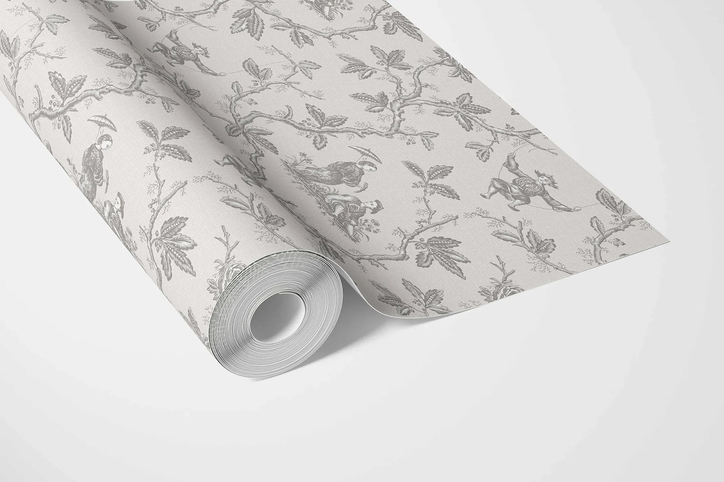 Oriental Reverie Wallpaper - Pewter Sketch