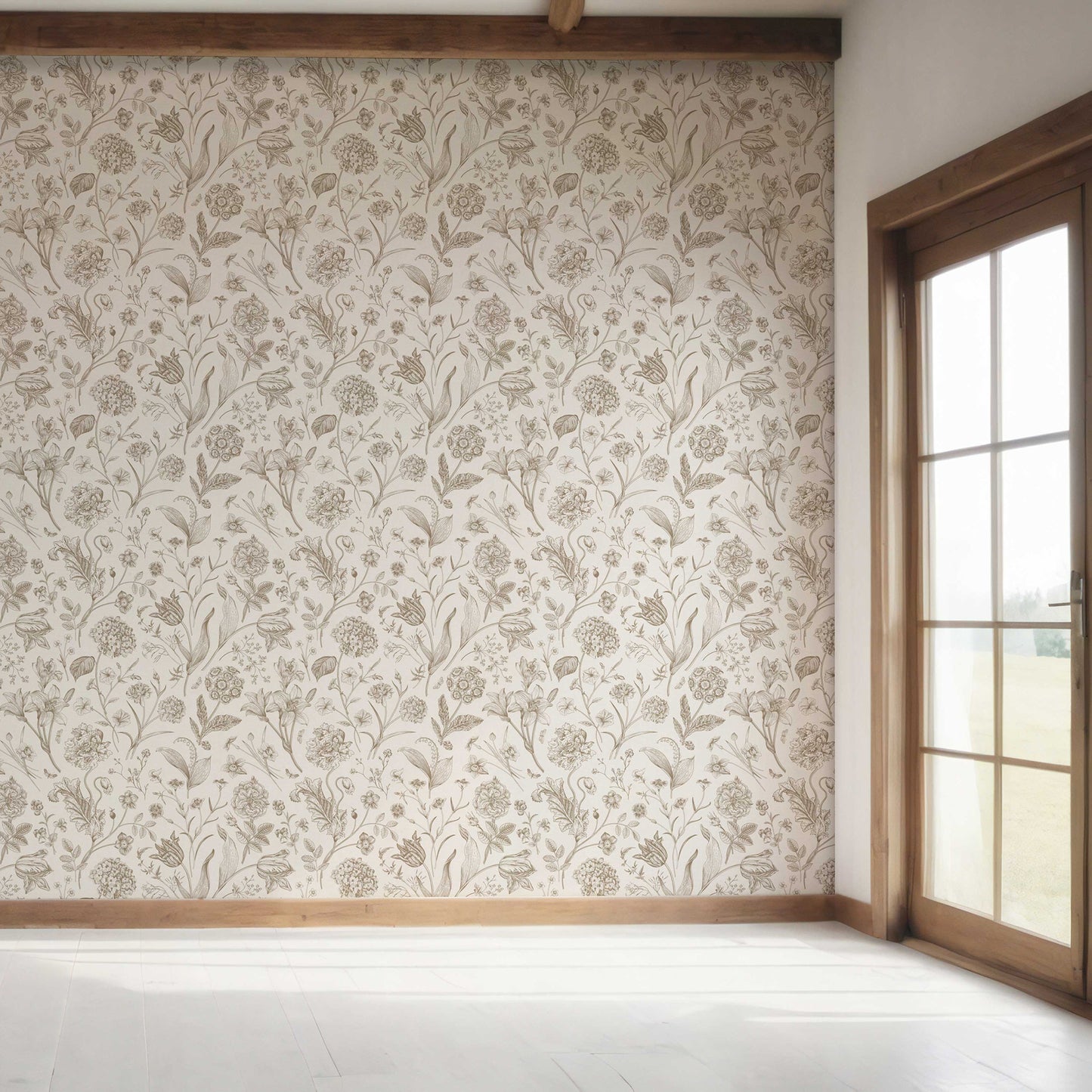 Garden Anthology Wallpaper - Sepia Meadow