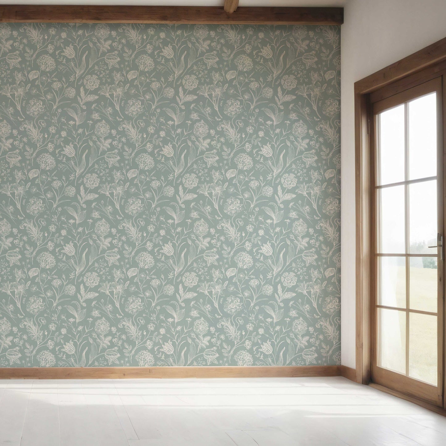 Garden Anthology Wallpaper - Sage Blue