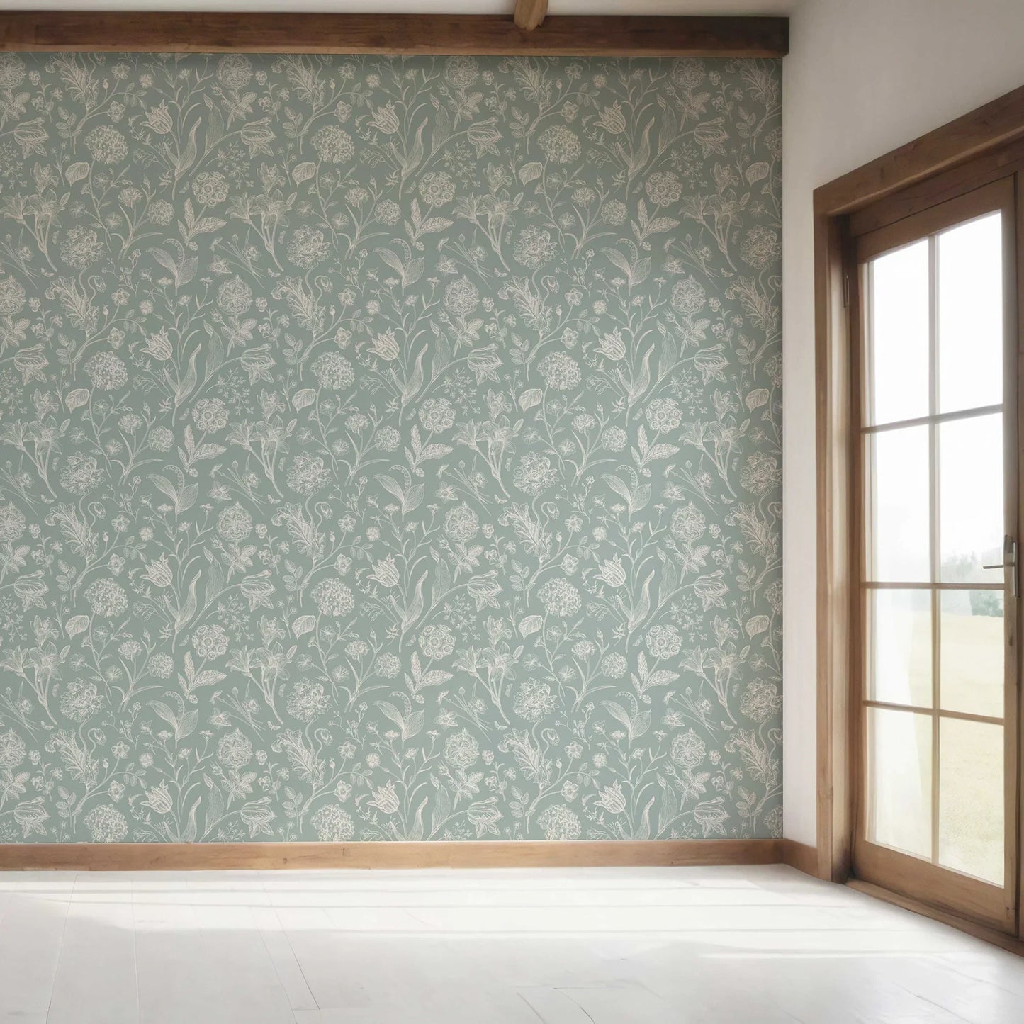 Garden Anthology Wallpaper - Sage Blue