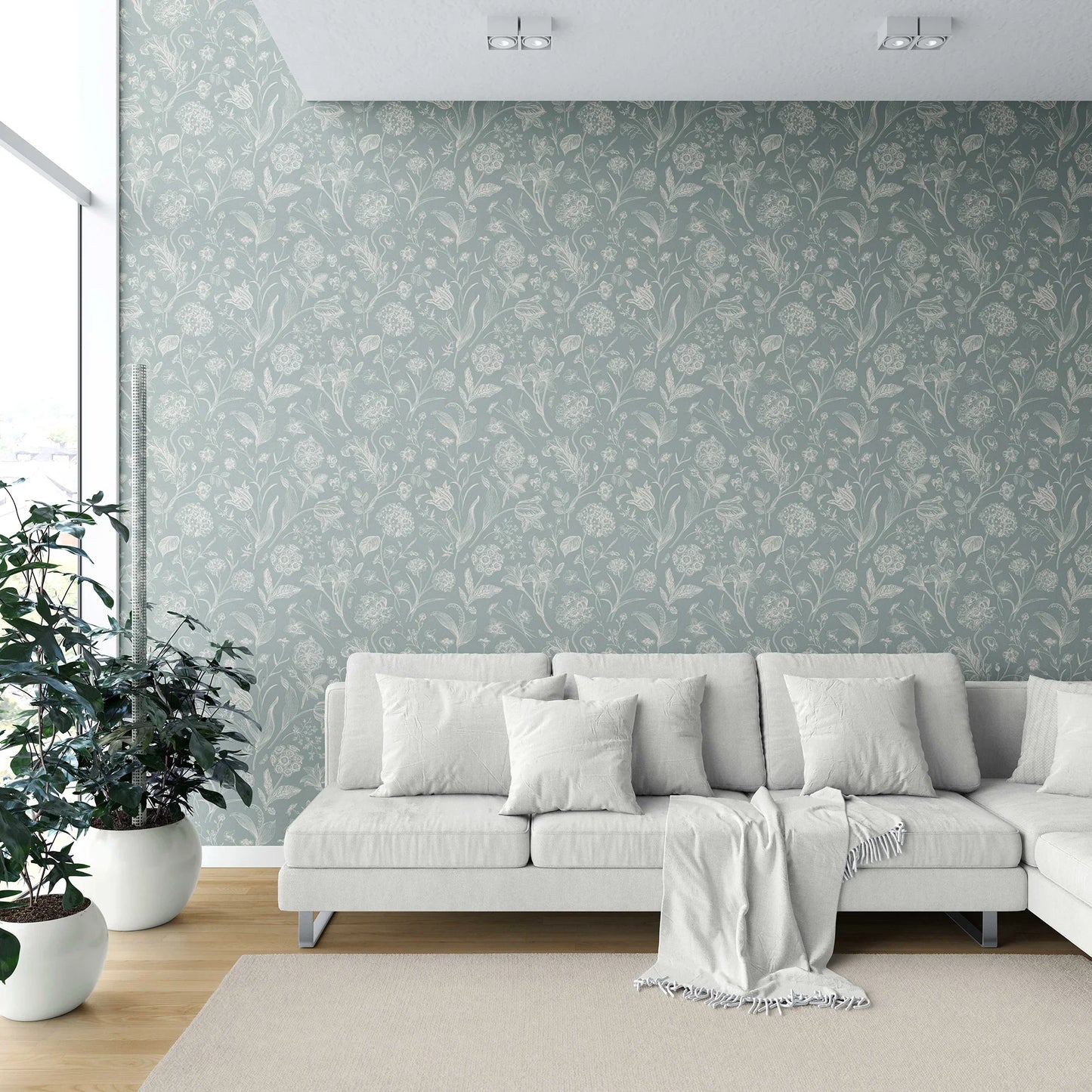 Garden Anthology Wallpaper - Sage Blue