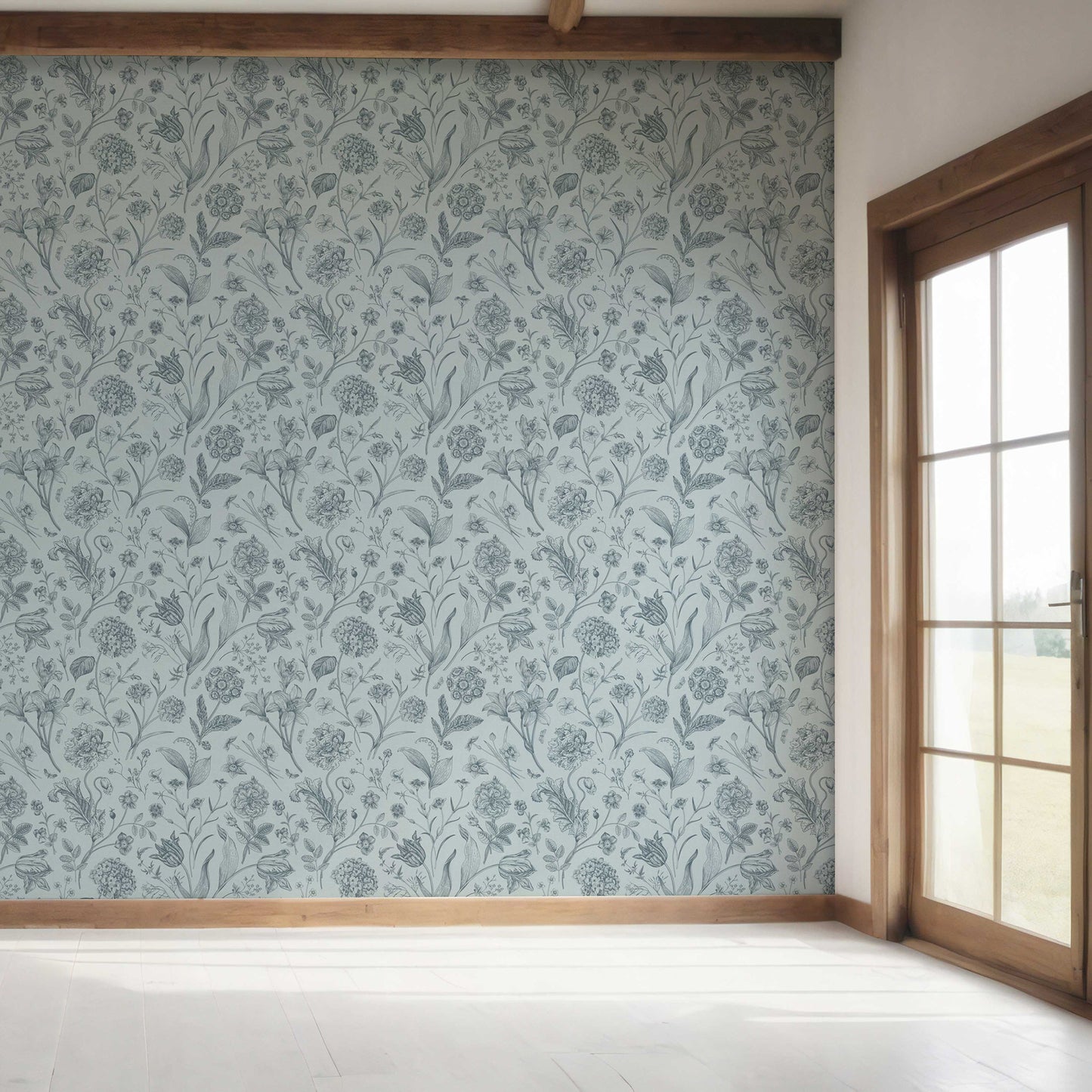 Garden Anthology Wallpaper - Slate Blue