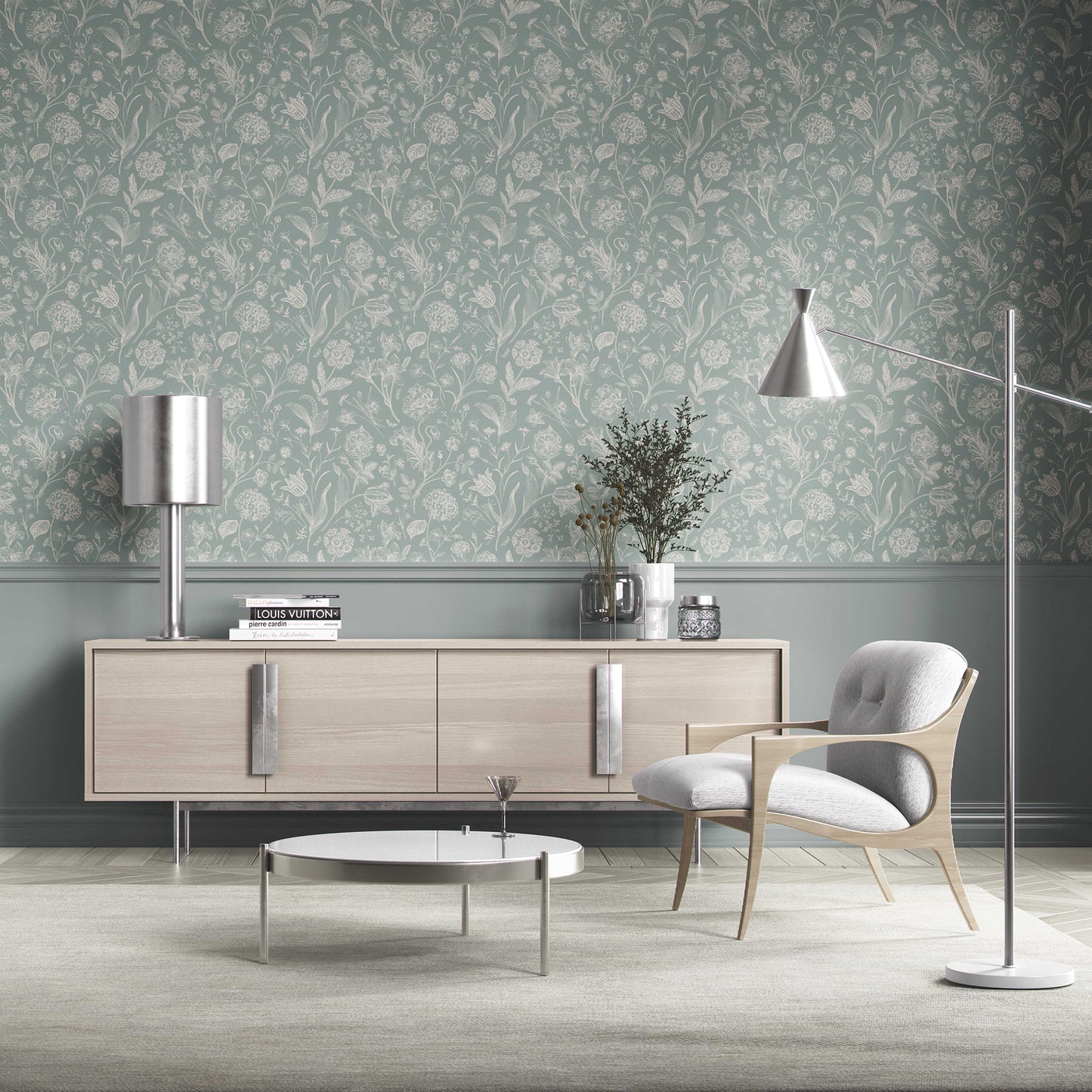 Garden Anthology Wallpaper - Slate Blue