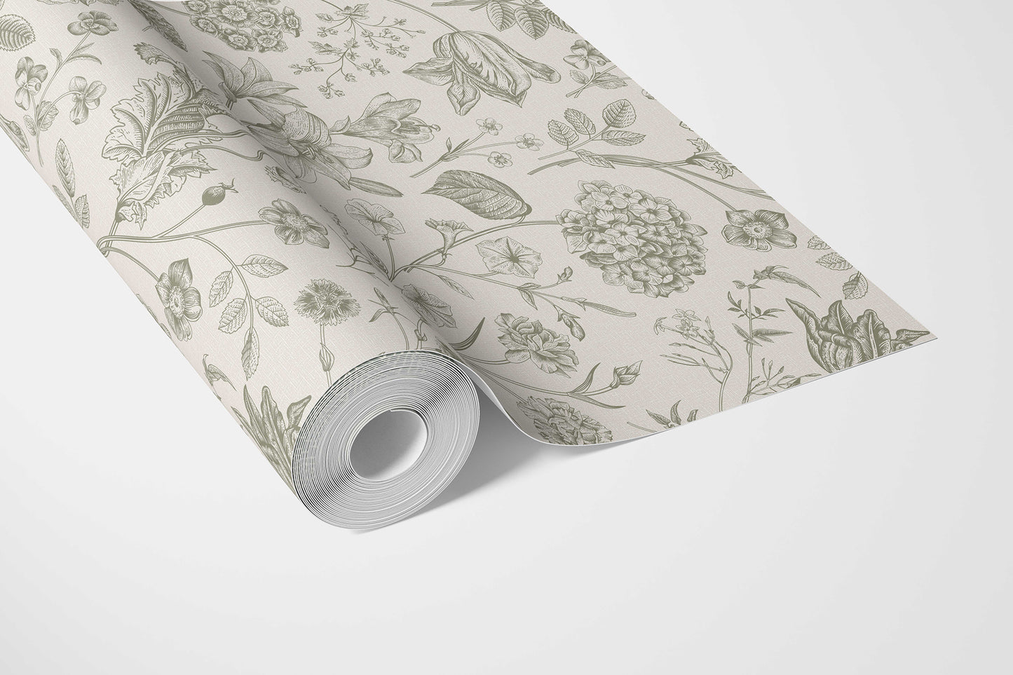 Garden Anthology Wallpaper - Olive Linework