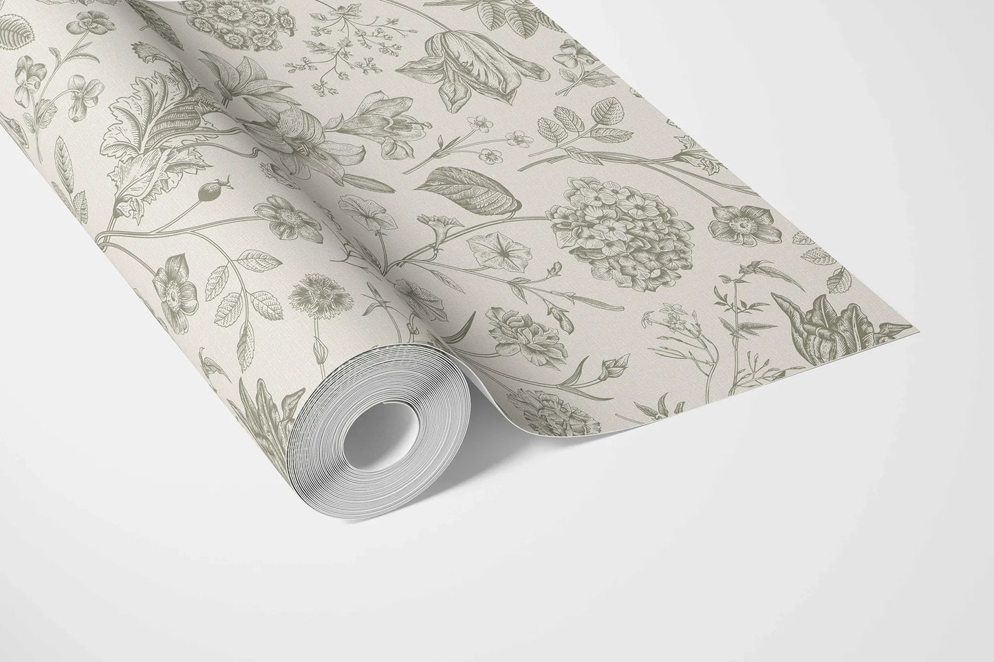 Garden Anthology Wallpaper - Olive Linework
