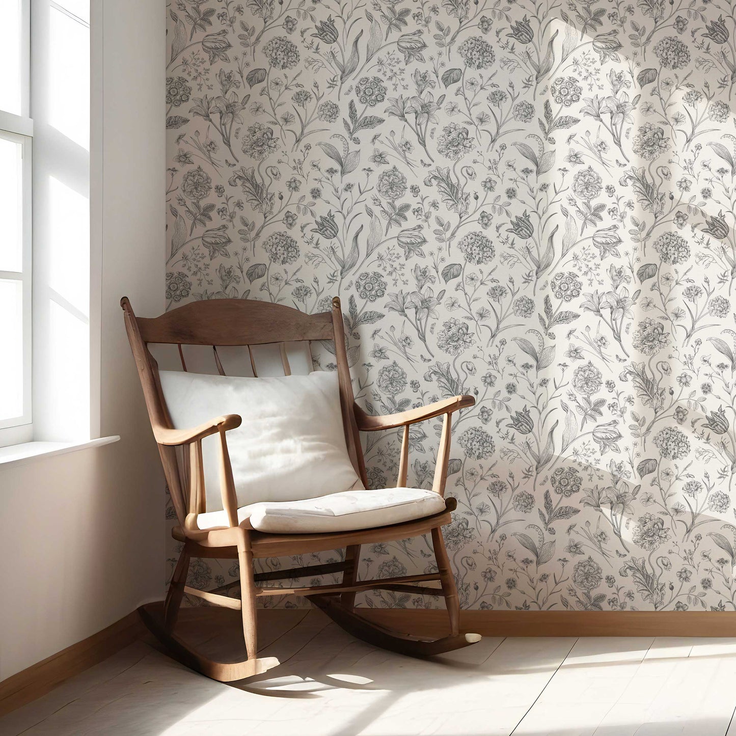 Garden Anthology Wallpaper - Charcoal Etching