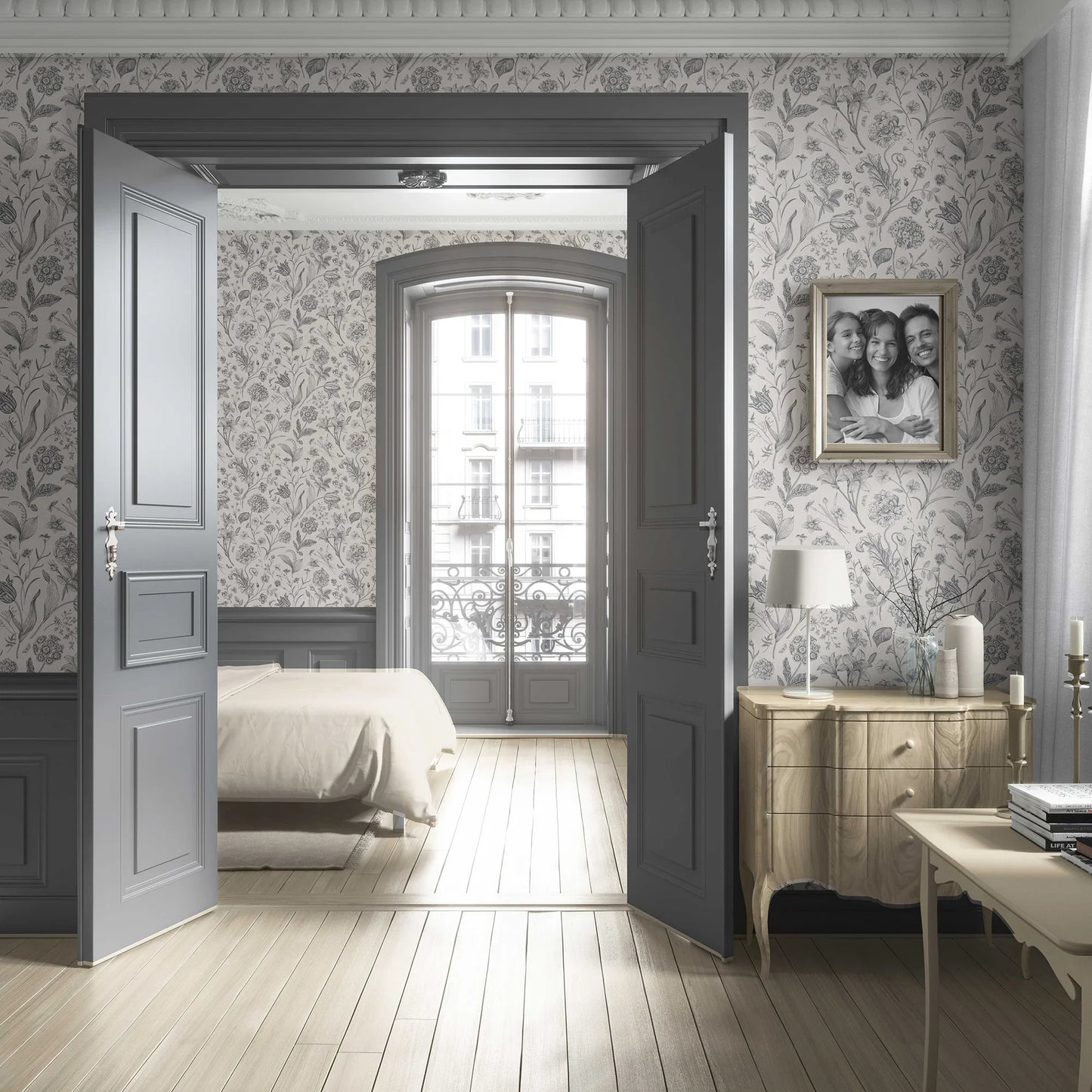 Garden Anthology Wallpaper - Charcoal Etching