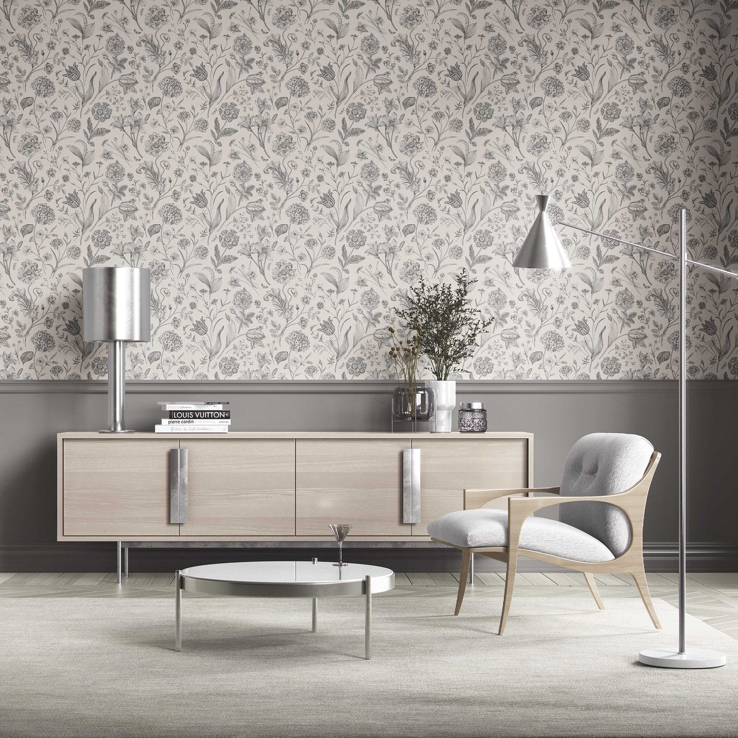 Garden Anthology Wallpaper - Charcoal Etching