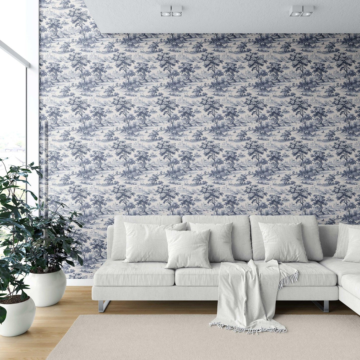 Pastoral Elegy Wallpaper - Indigo Sketch