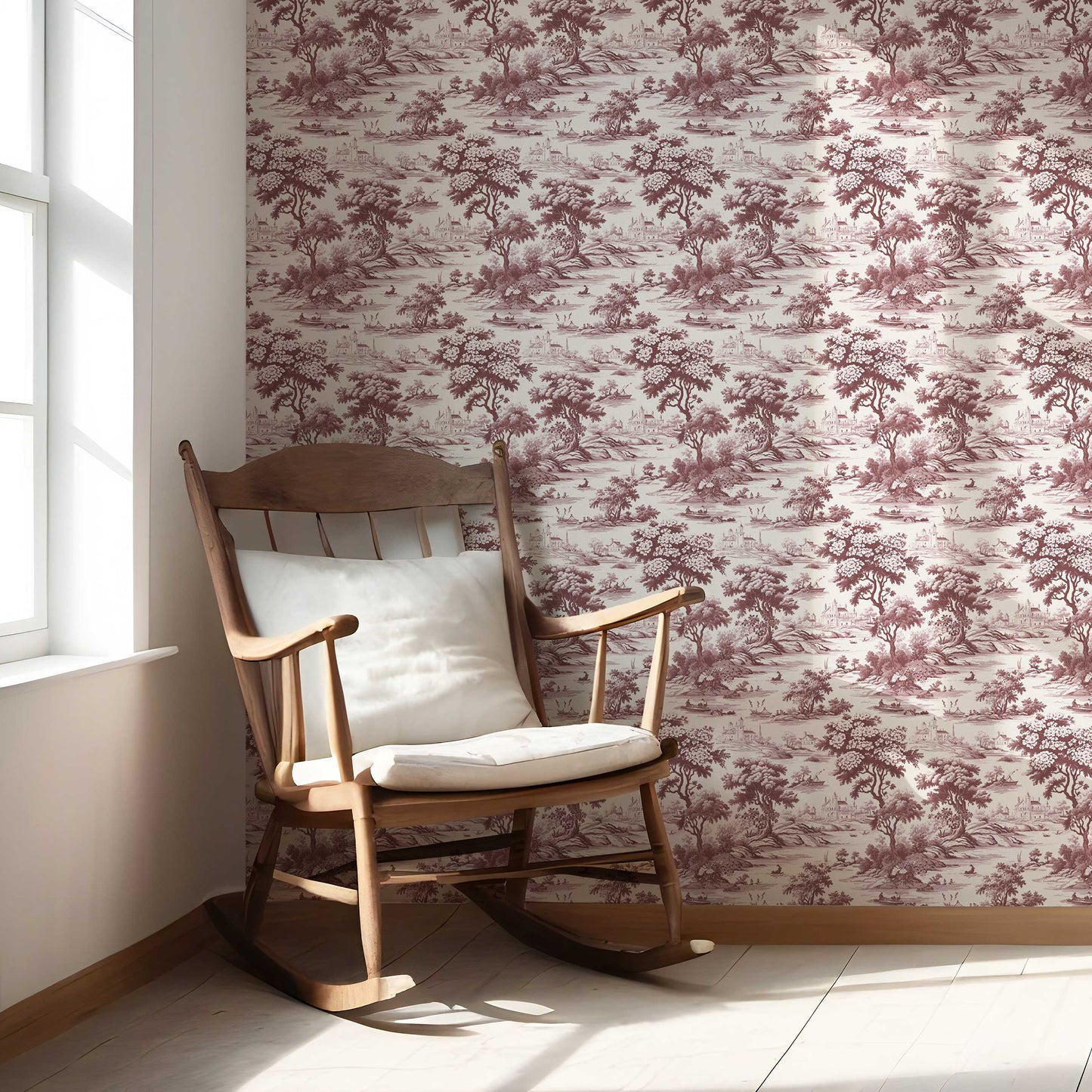 Pastoral Elegy Wallpaper - Maroon Reverie