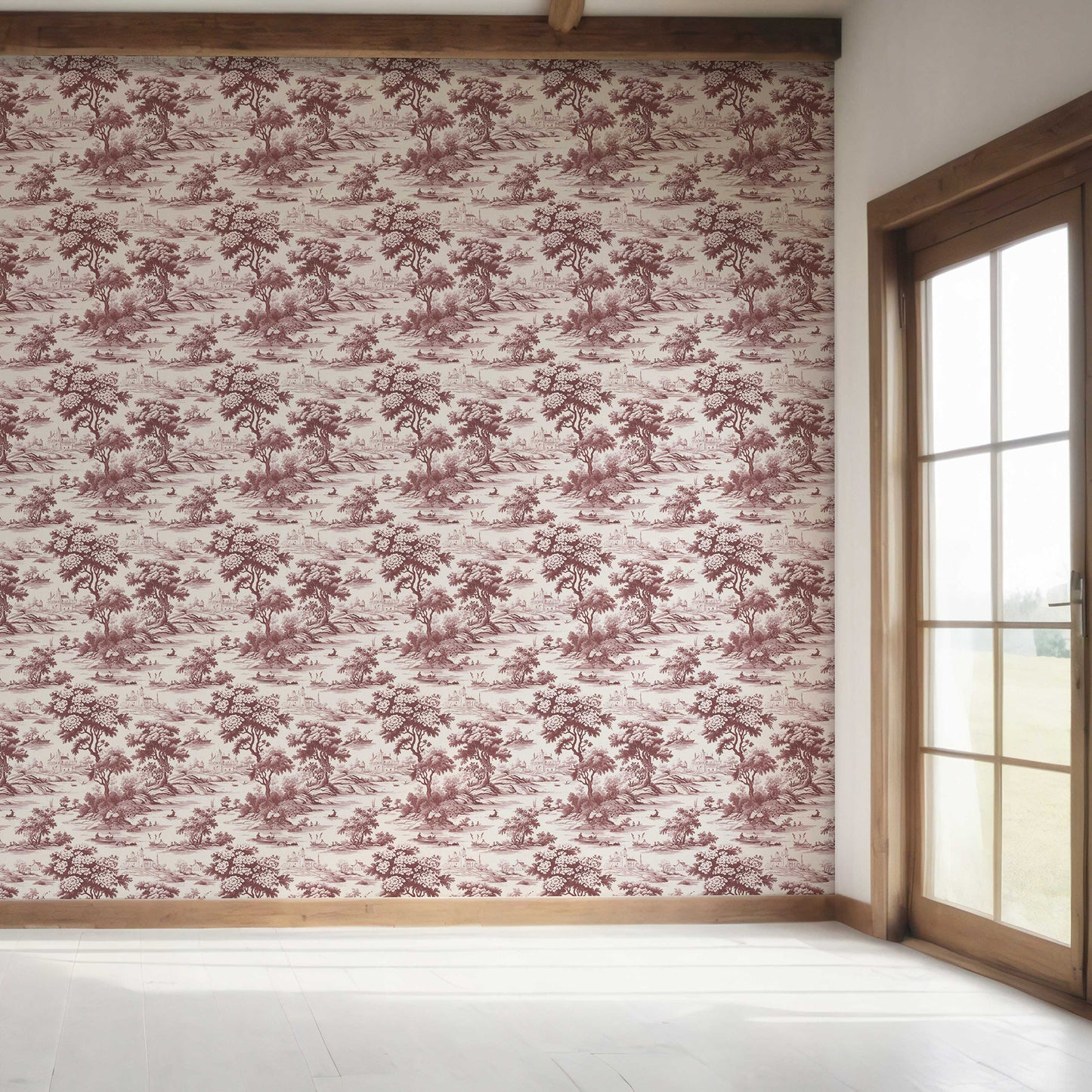 Pastoral Elegy Wallpaper - Maroon Reverie
