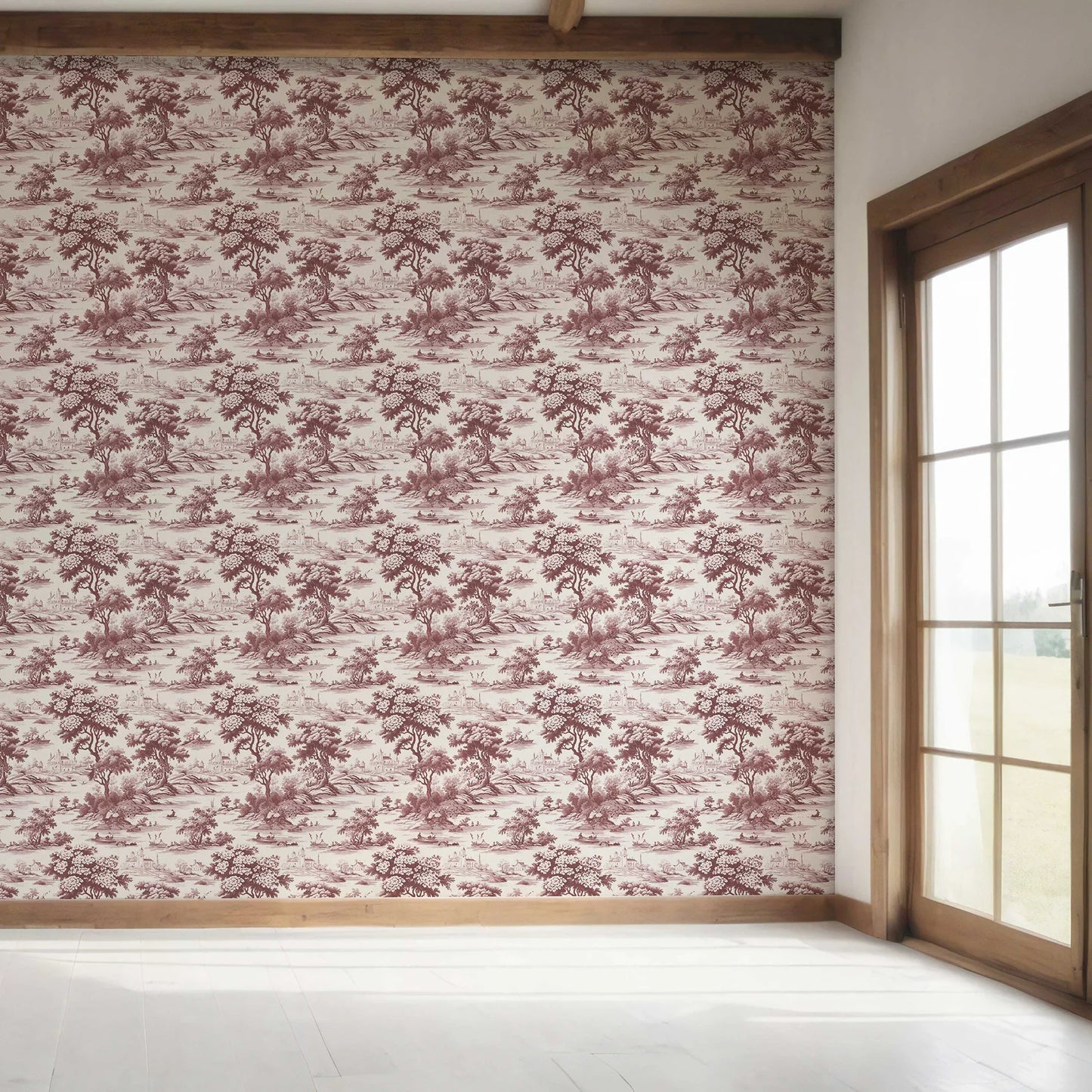 Pastoral Elegy Wallpaper - Maroon Reverie