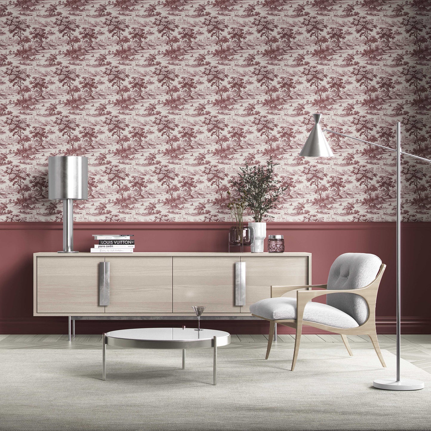 Pastoral Elegy Wallpaper - Maroon Reverie