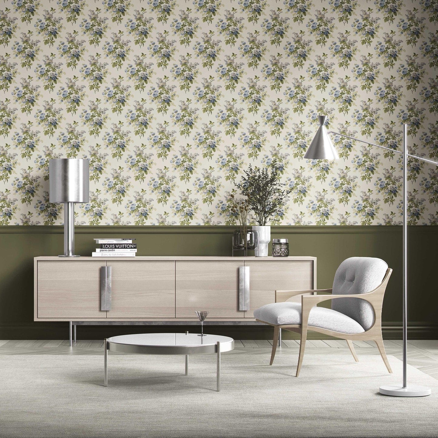 Chatsworth Charm Wallpaper - Blue Manor Bloom