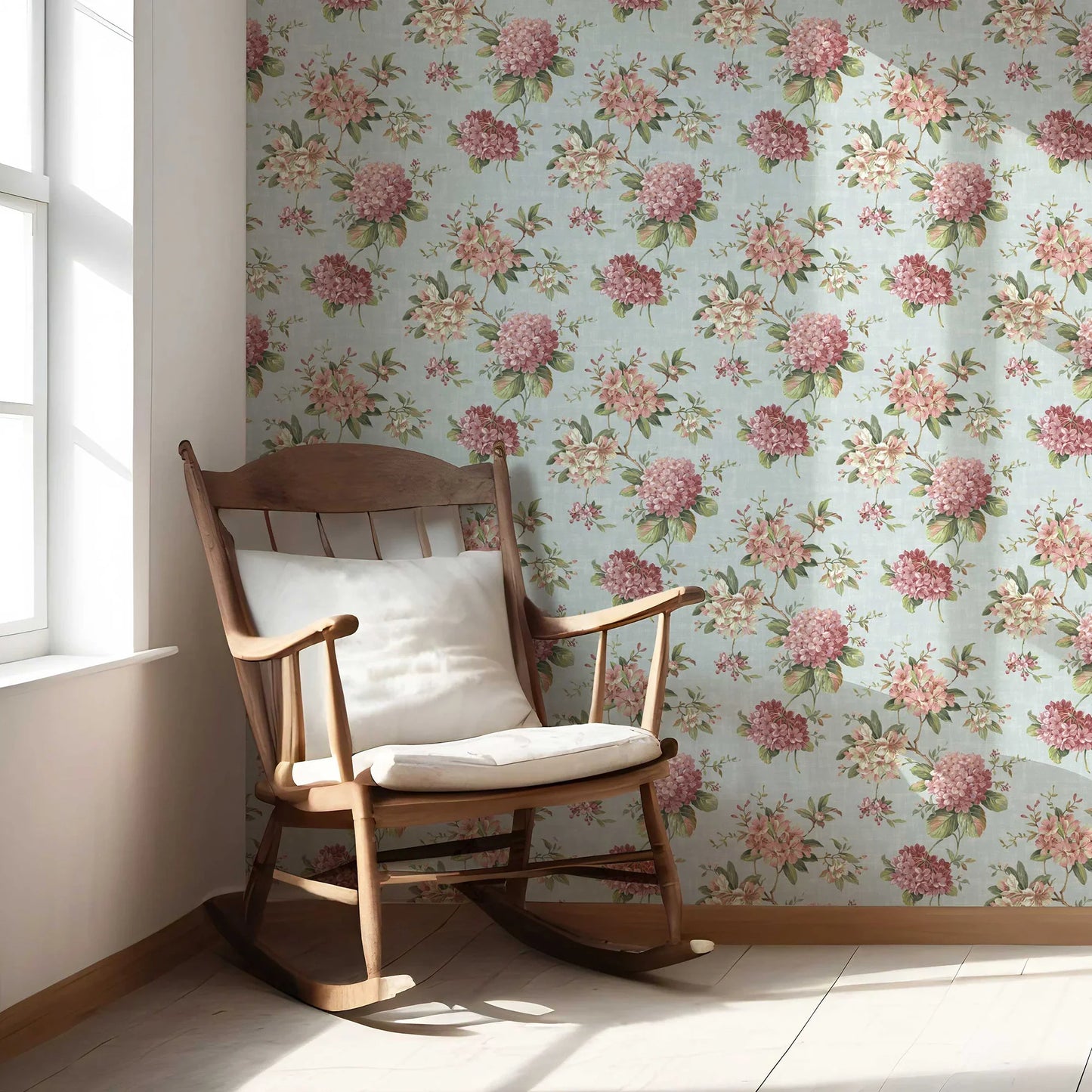 Hydrangea Hill Wallpaper - Misty Blue