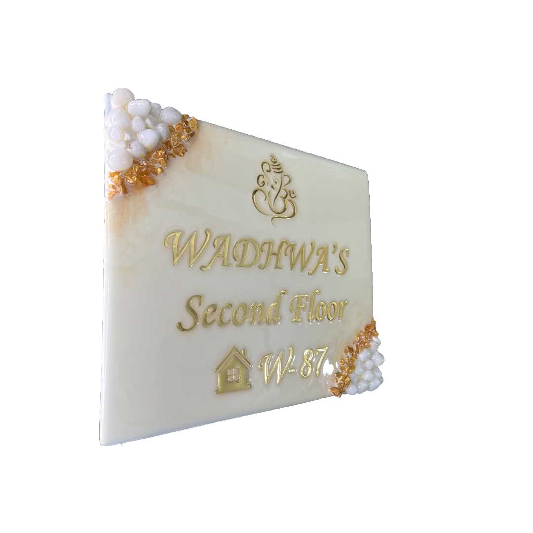 Wadhwa's - Off-white Resin Nameplate