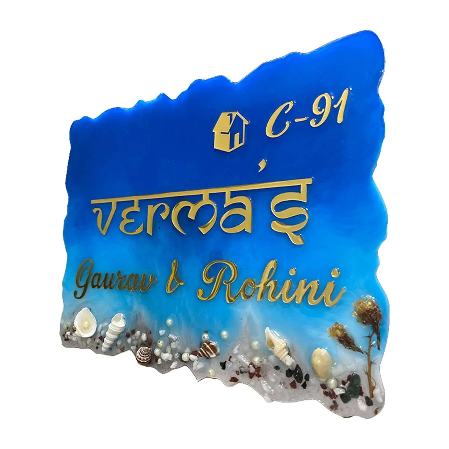 Verma's - Beach-themed Resin Nameplate