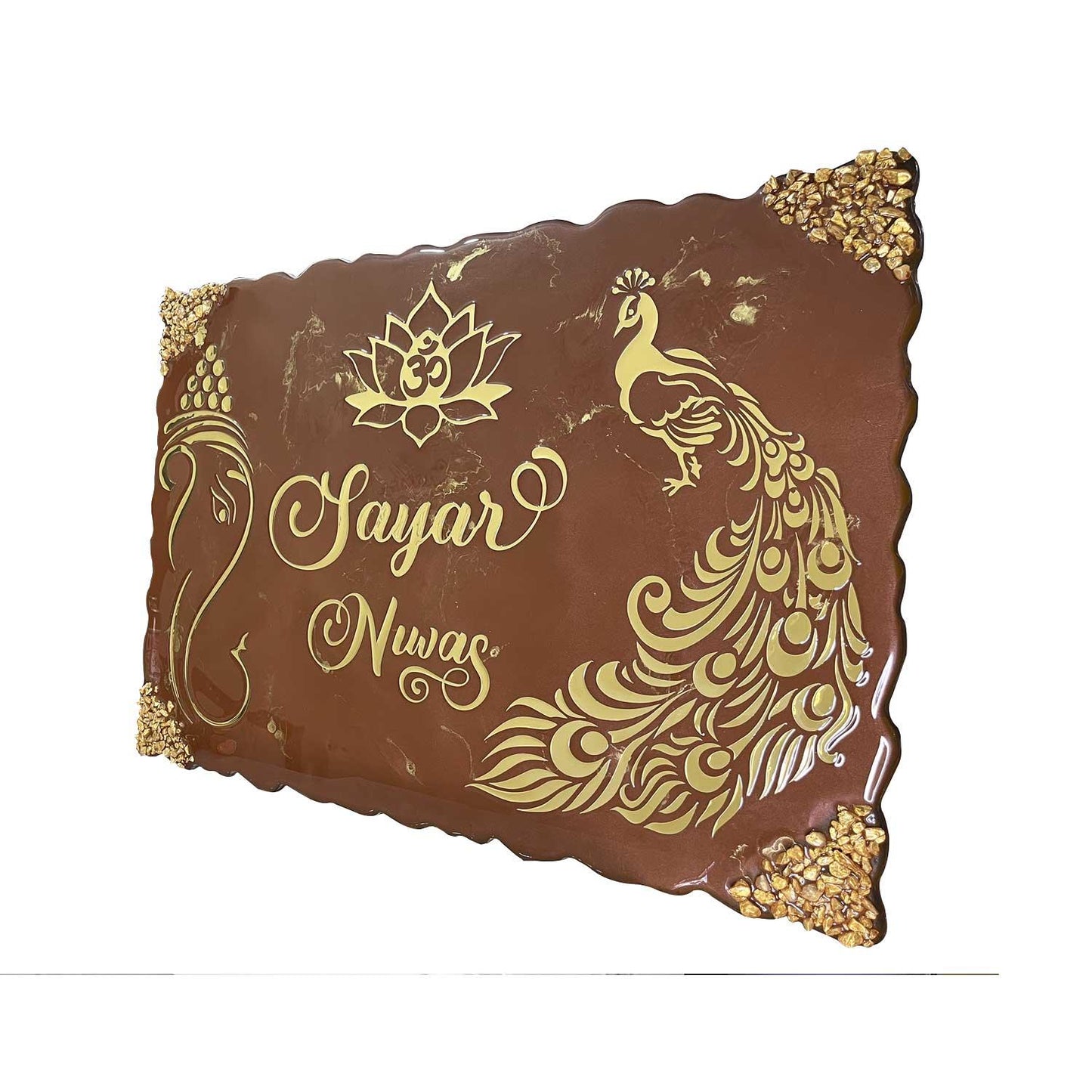 Sayar Niwas - Metallic Brown Resin Nameplate